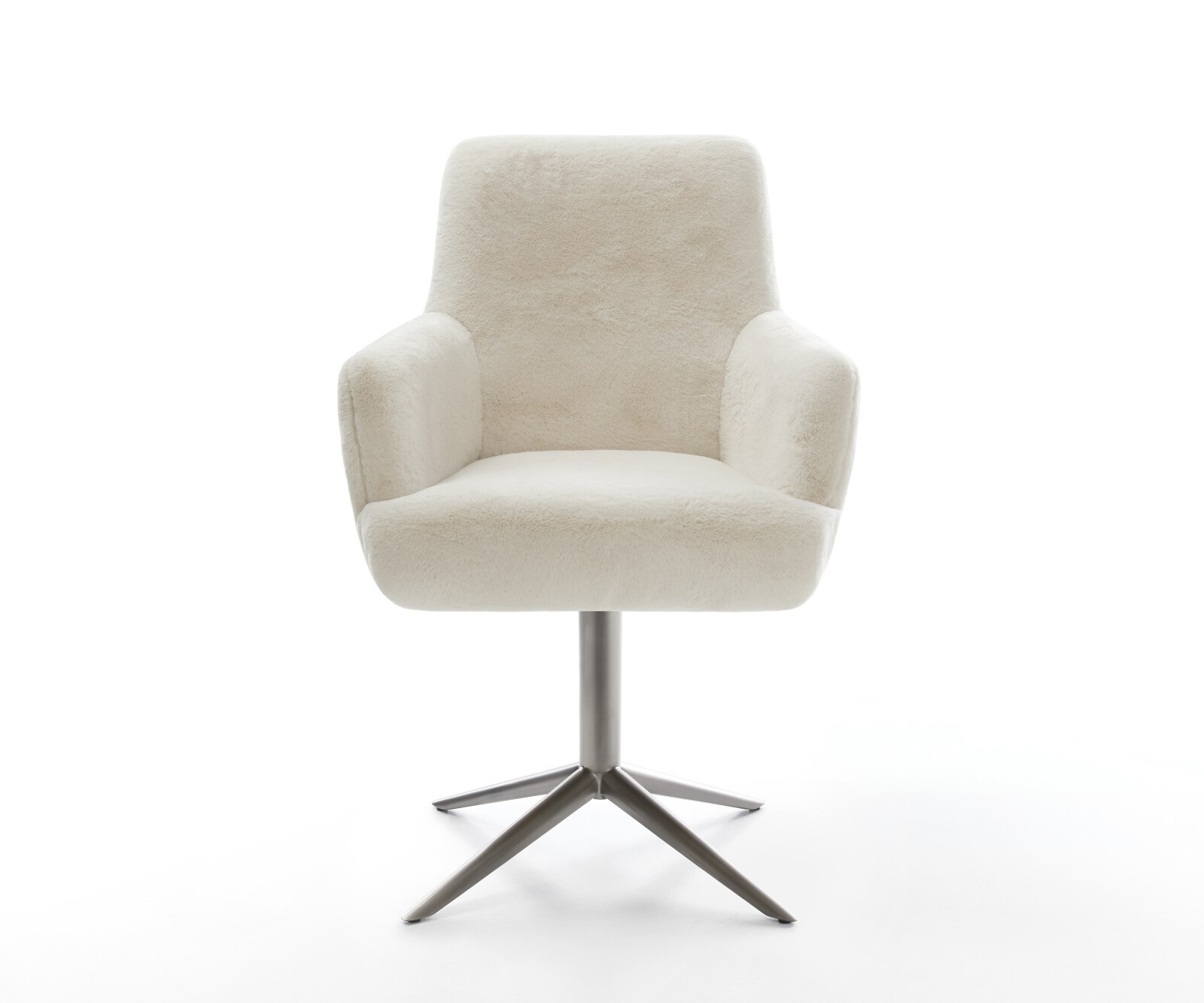 Draaistoel Heira-Flex met armleuning pluchen crème-wit kruispoot grafiet 360° draaibaar rocker-functie pocketveer kern 2