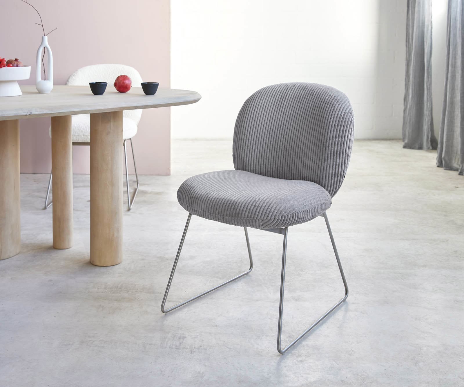 Eetkamerstoel Nube-Flex koord zilver grijs slipframe roestvrij staal pocketveer kern Eetkamerstoel Nube-Flex koord zilver grijs slipframe roestvrij staal pocketveer kern