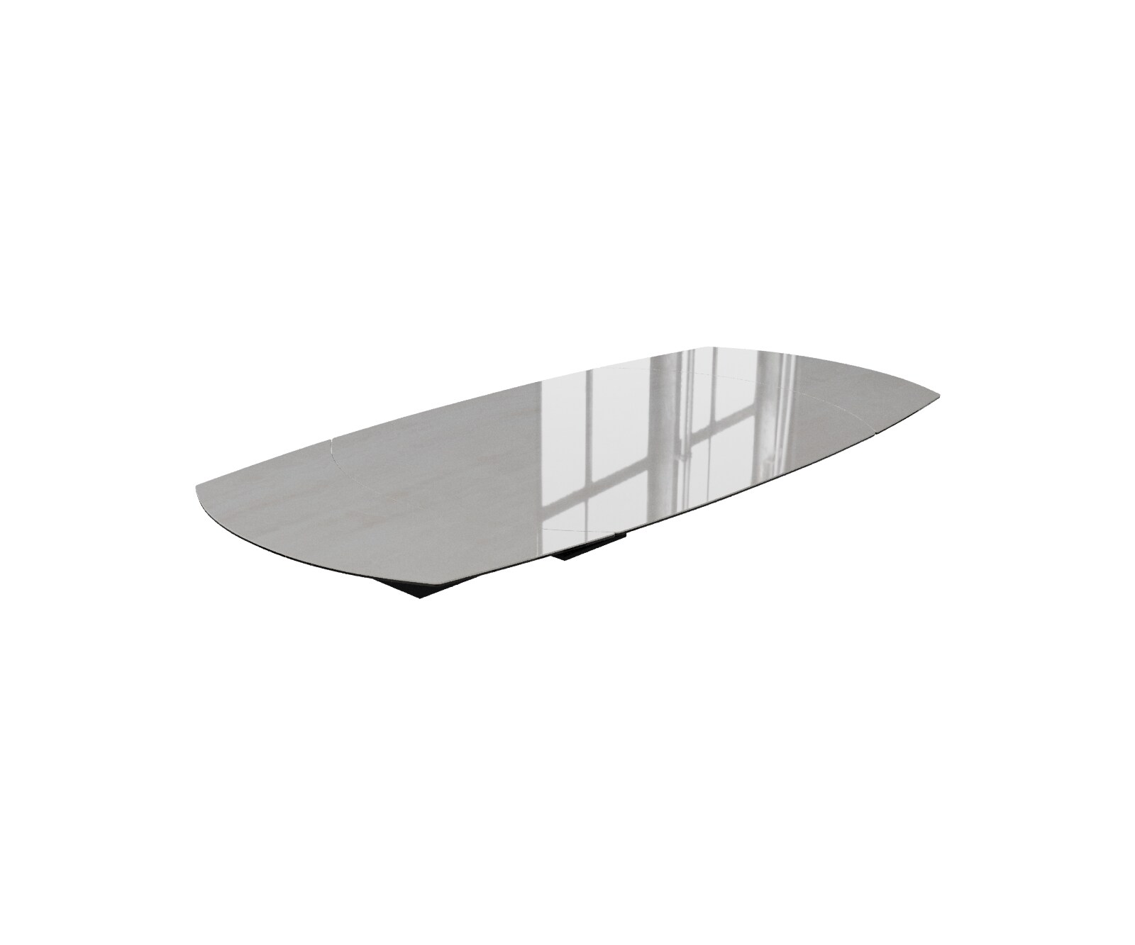 Eettafelblad Edge bootvorm 130-200 x 100 cm keramiek onyx champagne uitschuifbaar 1