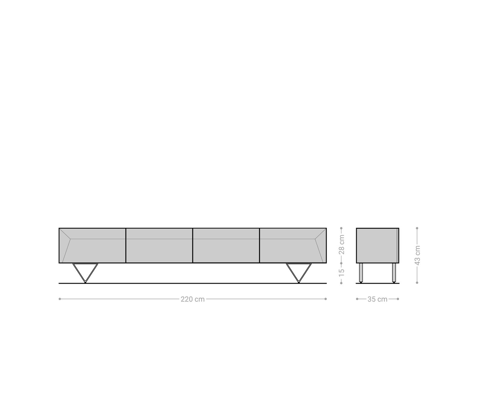 Tv-meubel Kayu 220 cm acacia natuur 4 deuren V-poot 5 Tv-meubel Kayu 220 cm acacia natuur 4 deuren V-poot 5