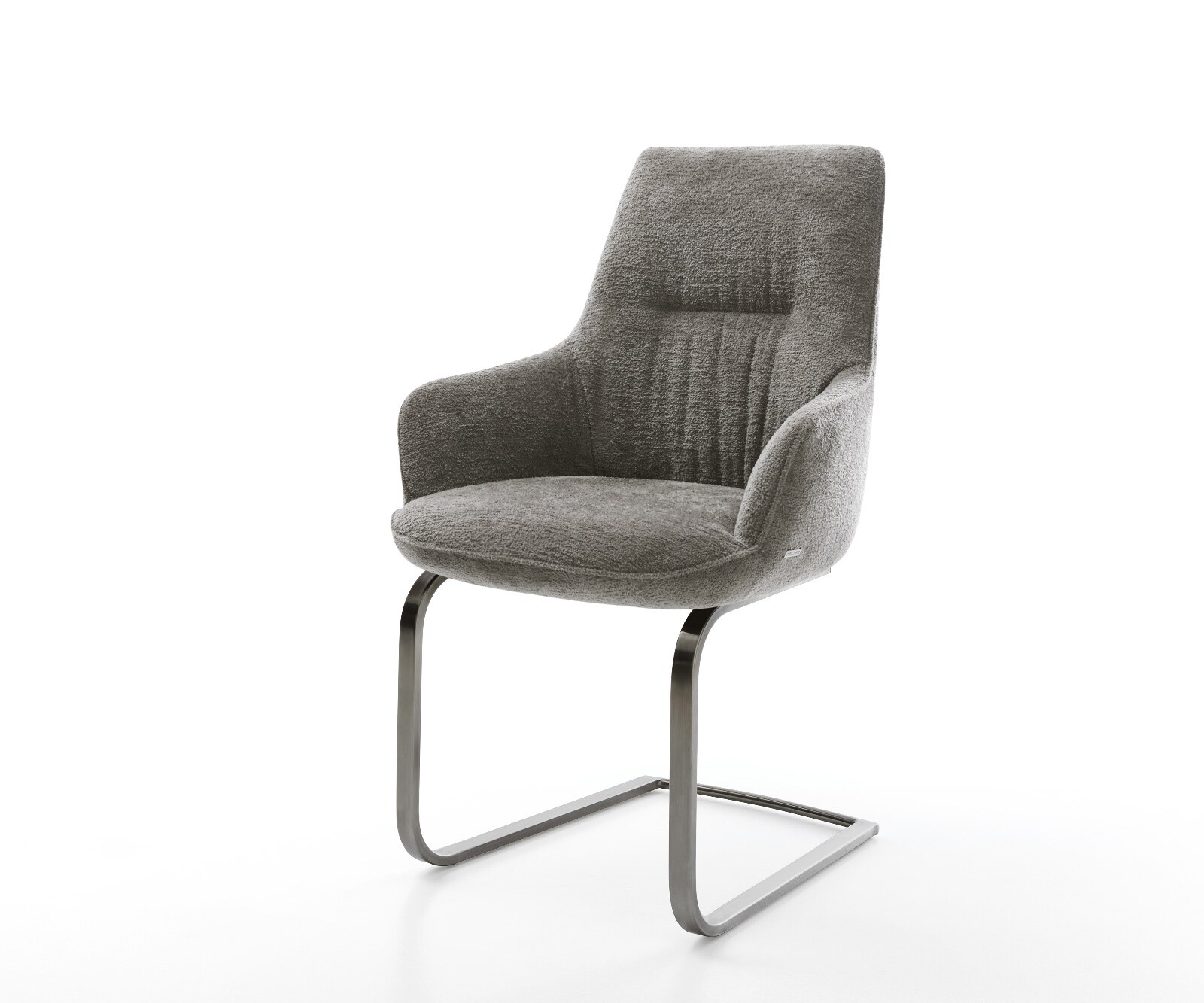 Sledemodel Zelia-Flex met armleuning bouclé zacht mud sledemodel vlak roestvrij staal pocketveer kern 1
