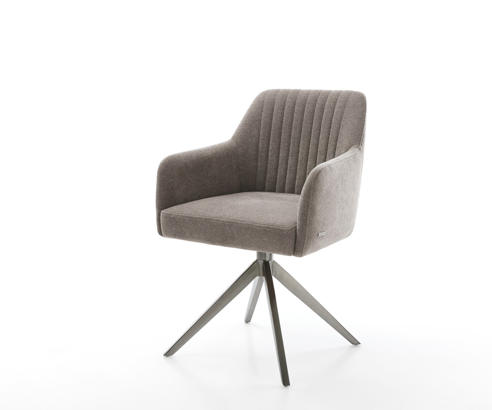 Draaistoel Greg-Flex zachte stof met structuur taupe kruisframe breed grafiet 360° draaibaar rocker-functie pocketveer kern