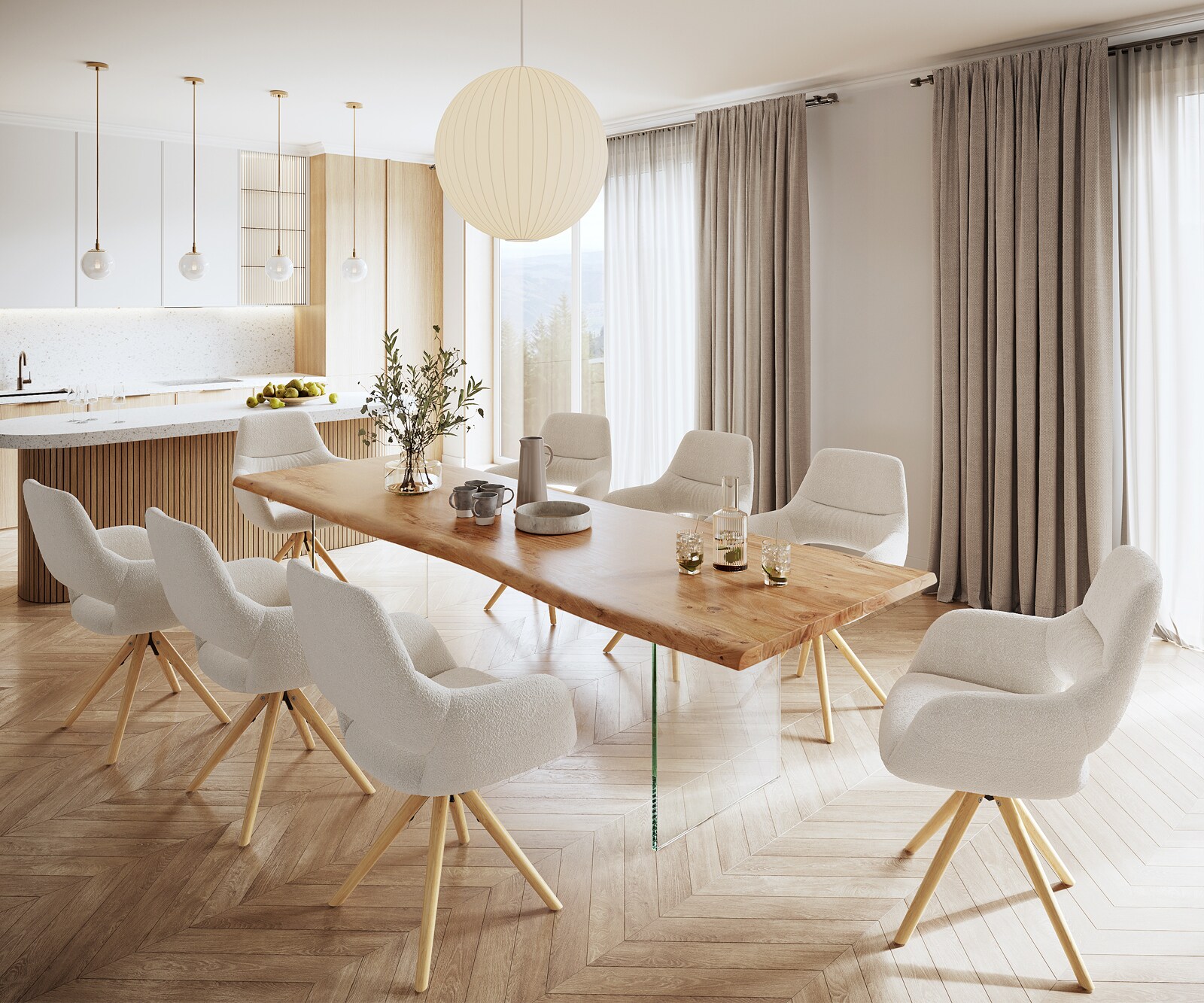 Eettafel Edge 280x100 XL acacia natuur glas Live-Edge 6