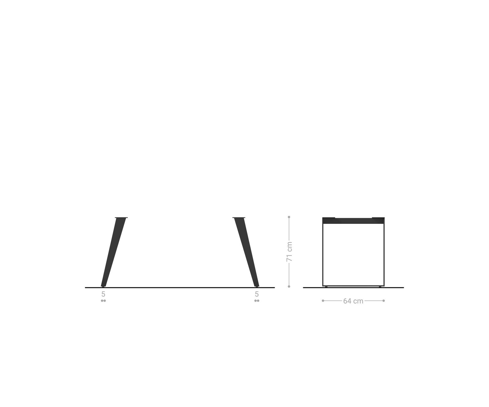 Tafelframe metaal schuin effect lak titanium (set van 2) 1 Tafelframe metaal schuin effect lak titanium (set van 2) 1
