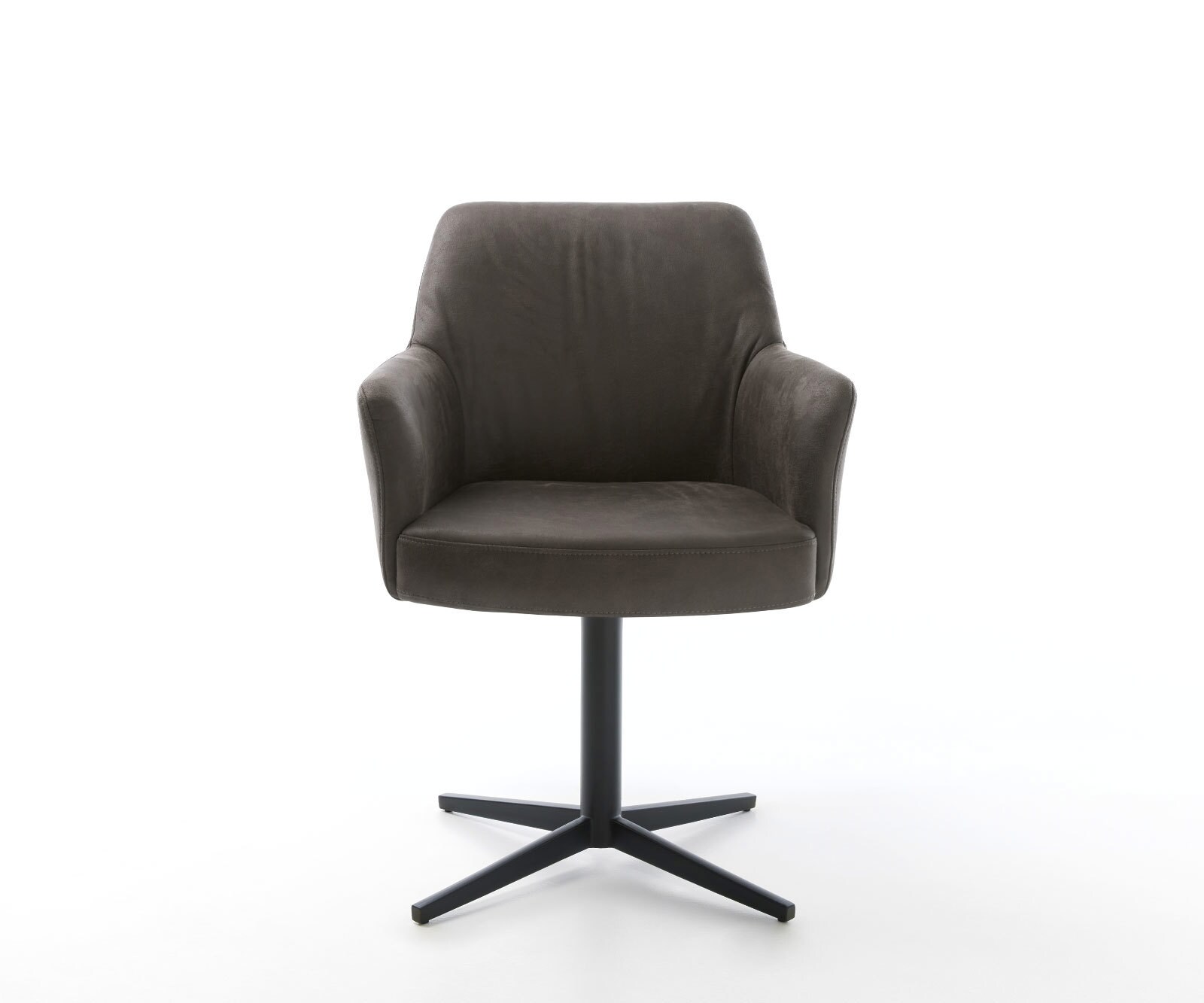 Draaistoel Xana-Flex met armleuning microvelours antraciet vintage kruispoot zwart 360° draaibaar pocketveer kern 2