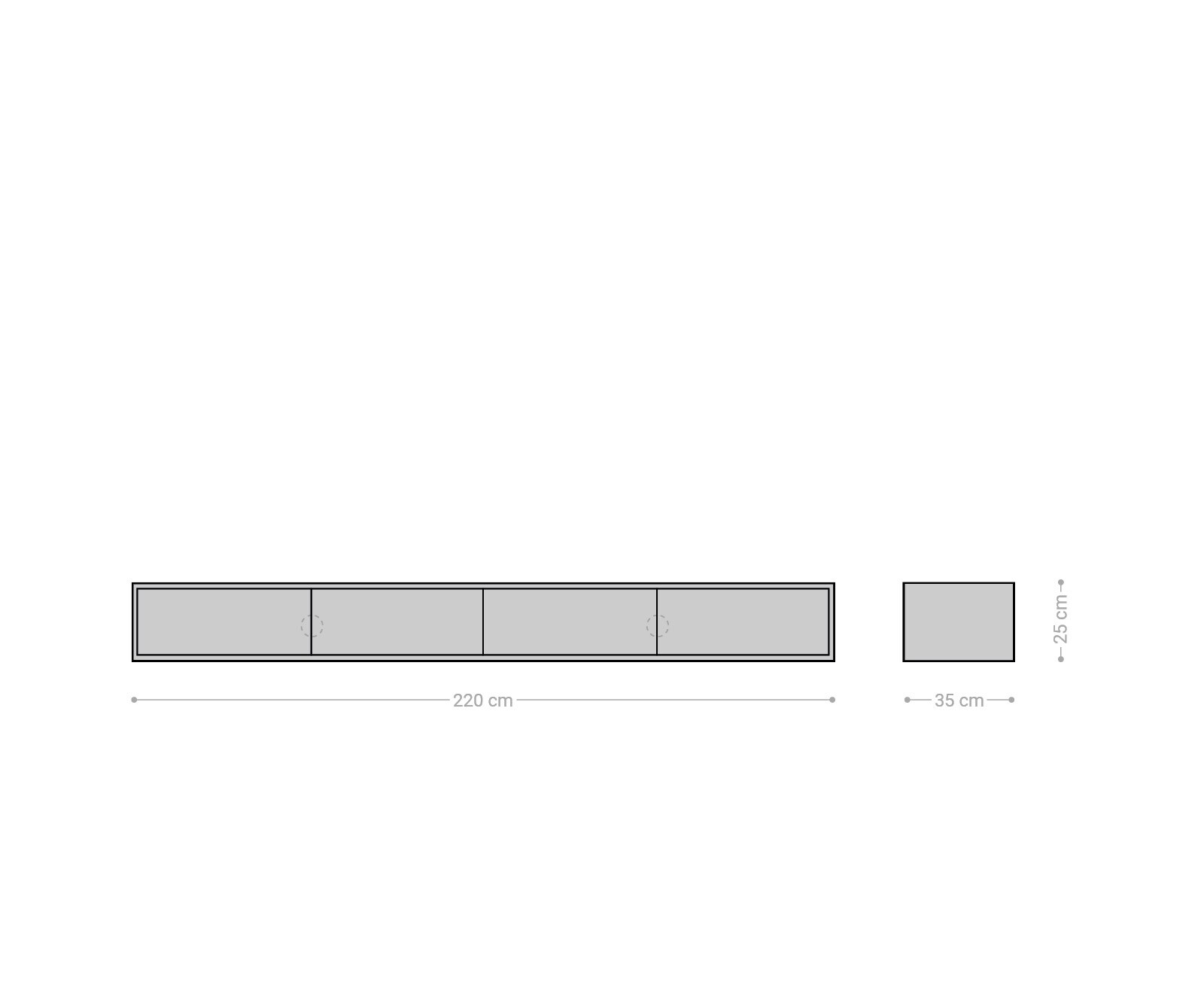 Tv-meubel Fevo 220 cm acacia natuur 4 deuren L-poot 5