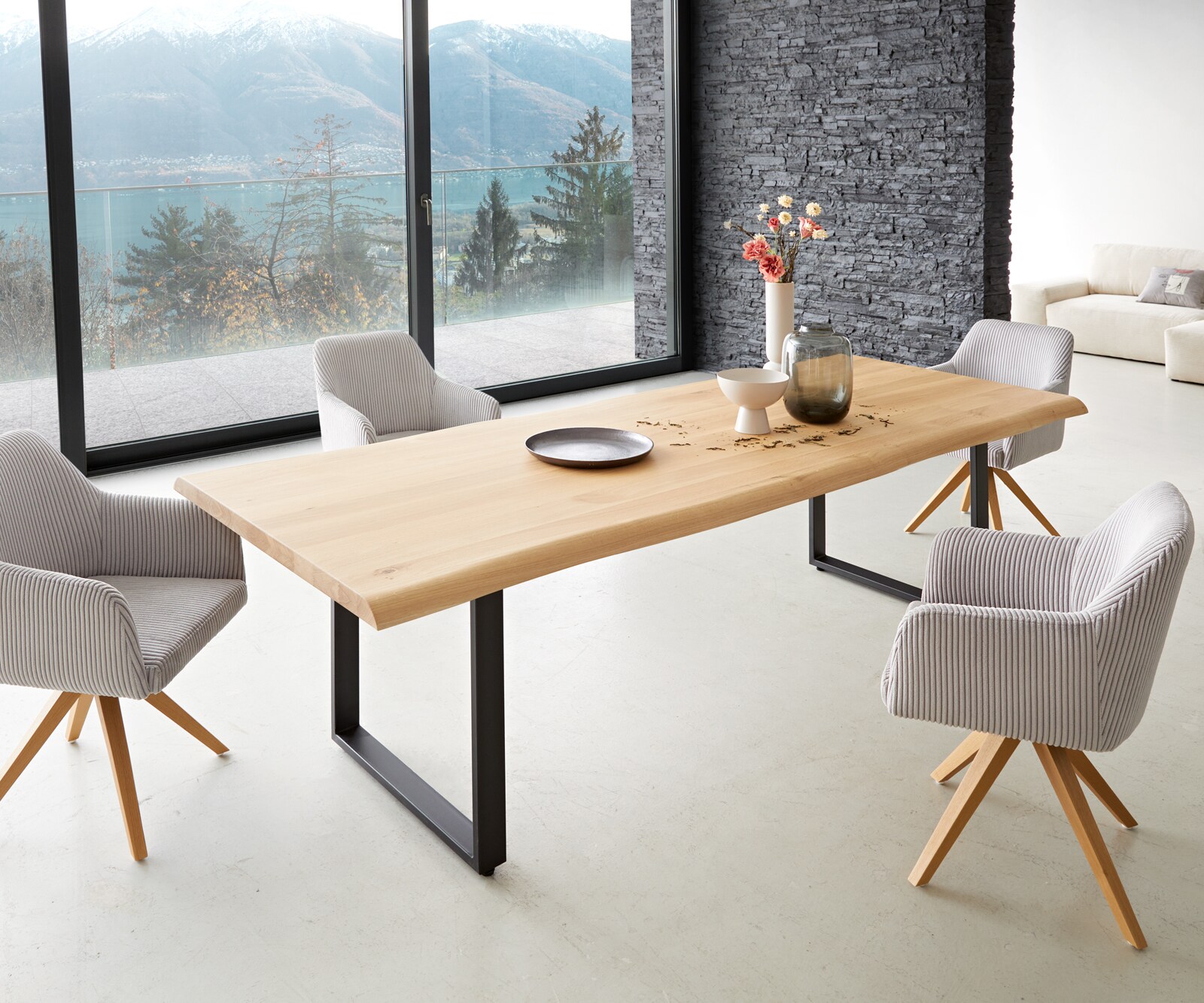 Eettafel Edge 260x100 eiken natuur skid  zwart  Live-Edge 6