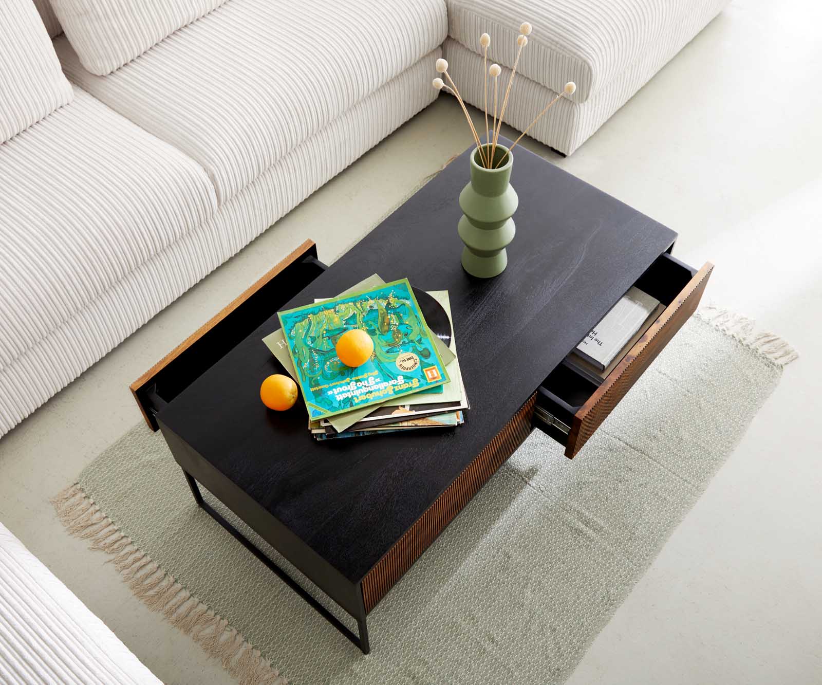 Salontafel Vaag 120 cm sheesham natuur mango zwart 4 laden 4 Salontafel Vaag 120 cm sheesham natuur mango zwart 4 laden 4