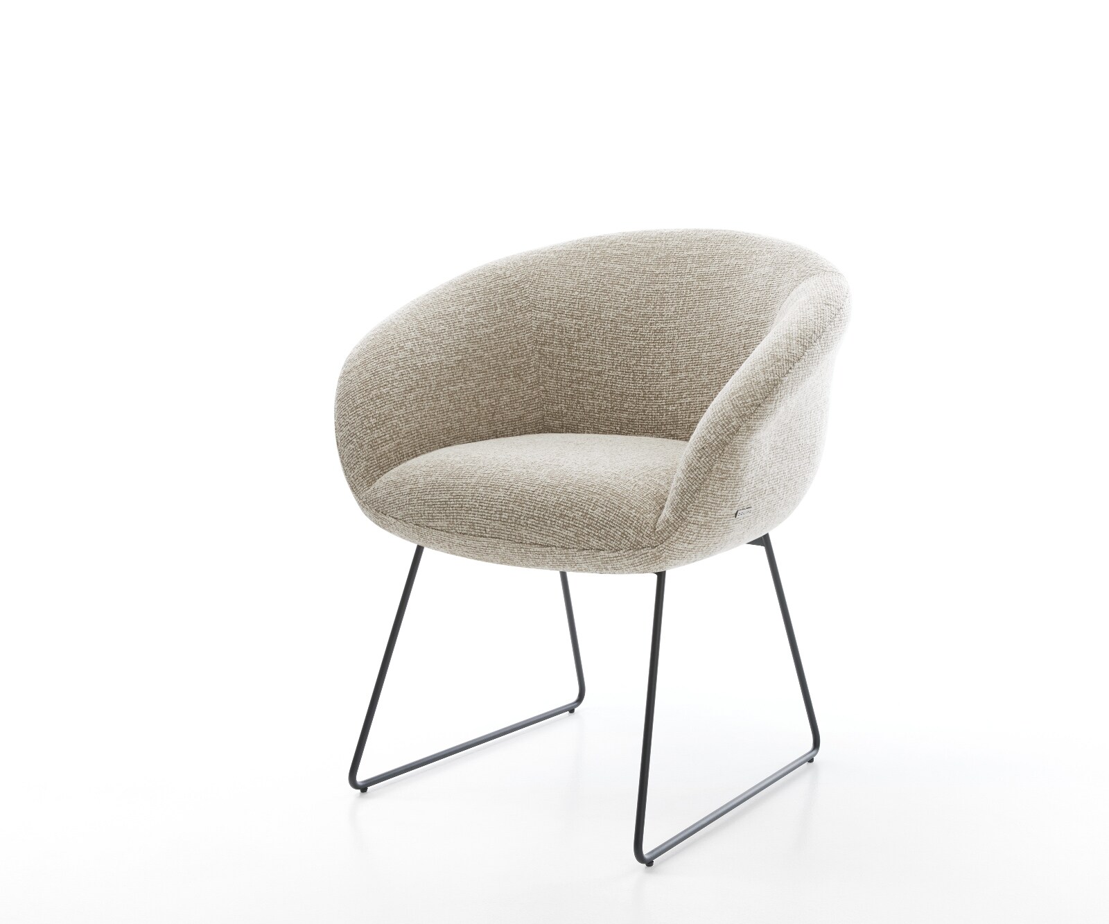 Eetkamerstoel Vinka-Flex met armleuning geweven stof beige slipframe zwart pocketveer kern