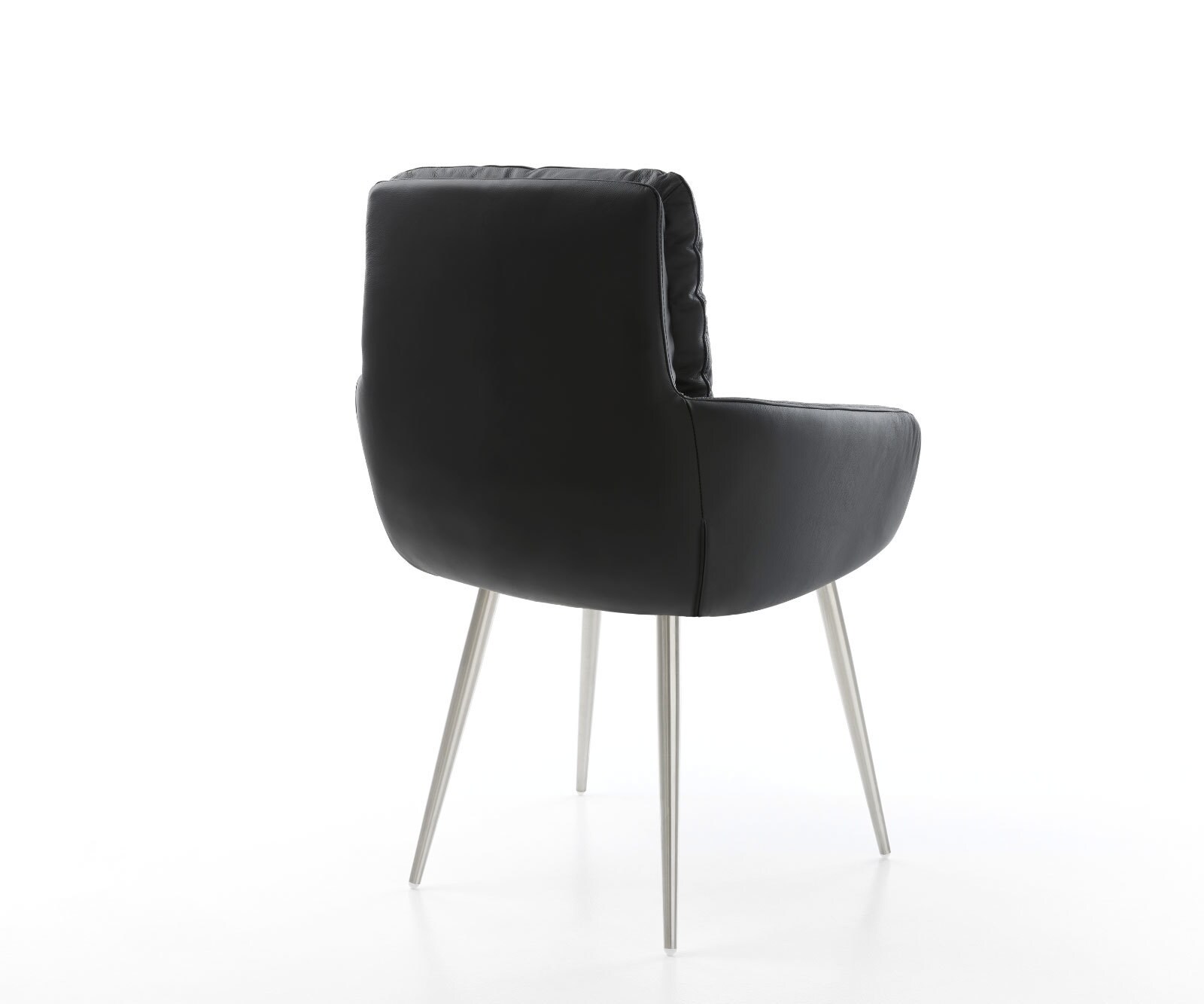 Eetkamerstoel Abelia-Flex met armleuning echt leer zwart 4-poot conisch roestvrij staal 4 Eetkamerstoel Abelia-Flex met armleuning echt leer zwart 4-poot conisch roestvrij staal 4