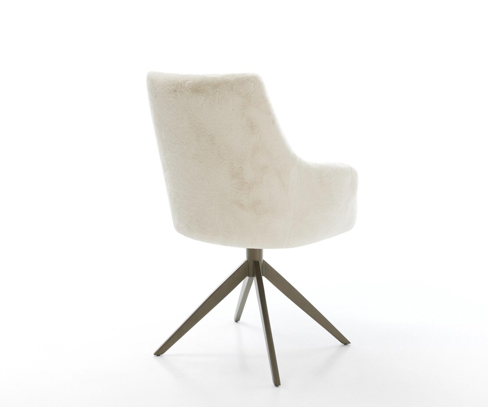 Draaistoel Alja-Flex met armleuning pluchen crème-wit kruisframe breed afwerking met titanium 360° draaibaar rocker-functie pocketveer kern 5