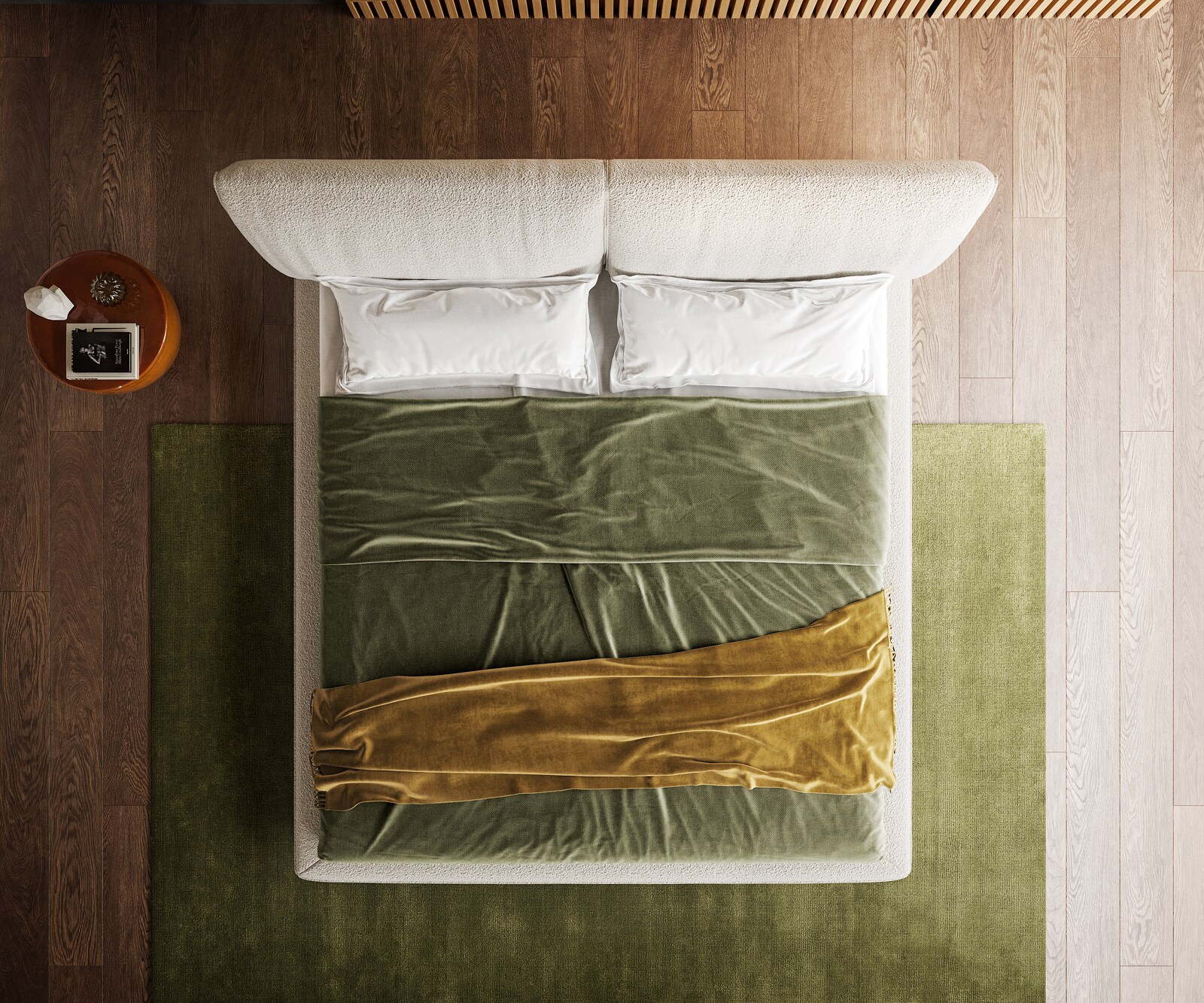 Gestoffeerd bed Cusino 180x200 cm Bouclé crème-wit 5