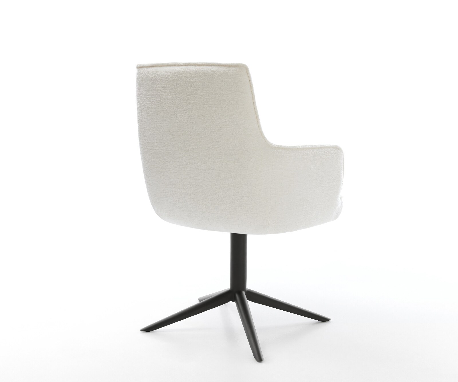 Draaistoel Heira-Flex met armleuning bouclé zacht beige kruispoot zwart 360° draaibaar rocker-functie pocketveer kern 5