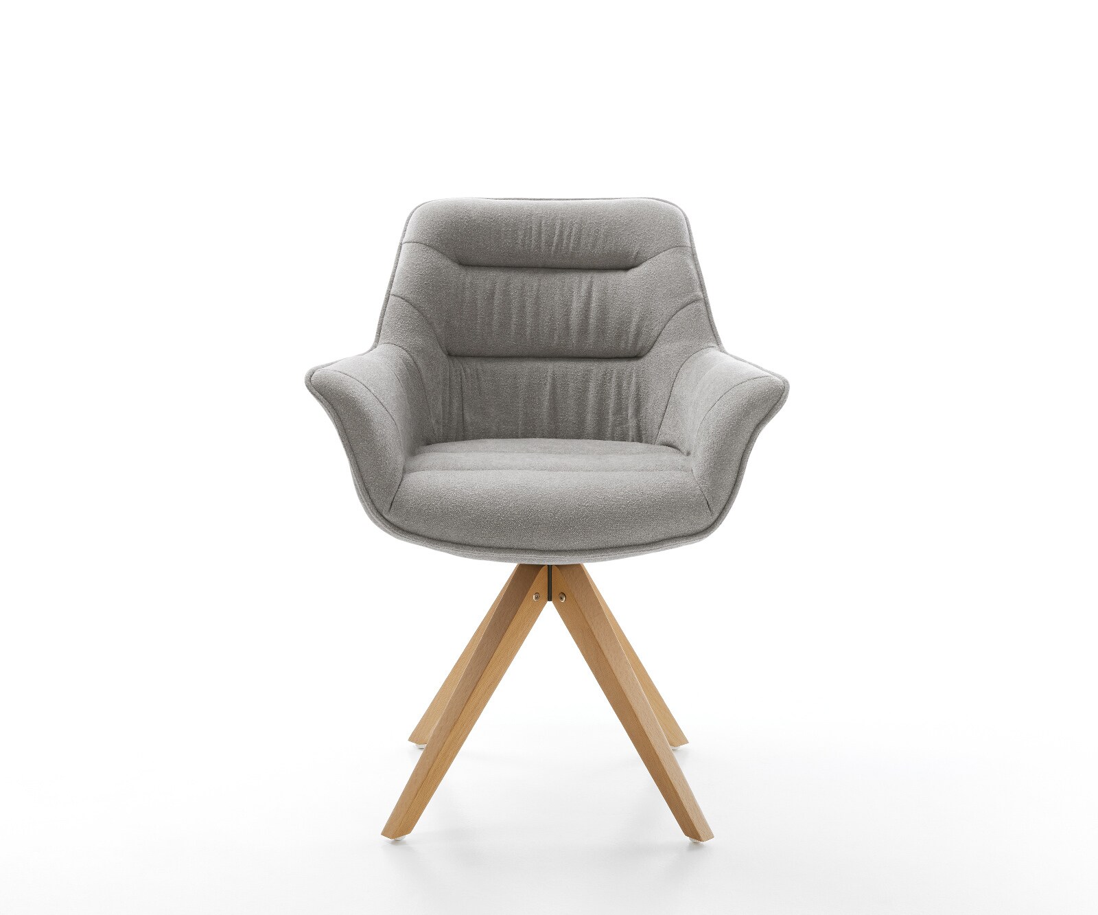 Draaistoel Kaira-Flex zachte stof met structuur grijs houten frame hoekig natuur 180° draaibaar 2