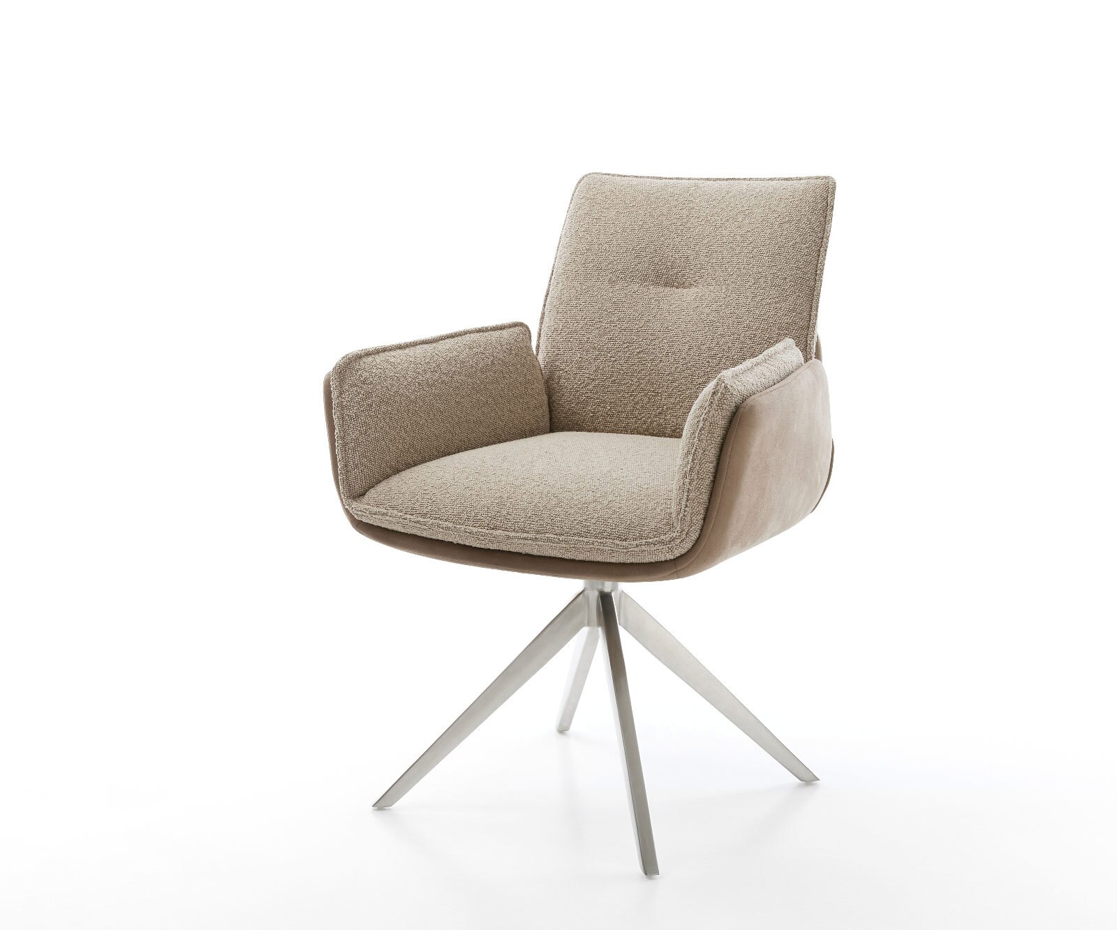 Draaistoel Nela-Flex microvelours mud vintage kruisframe breed roestvrij staal 360° draaibaar rocker-functie