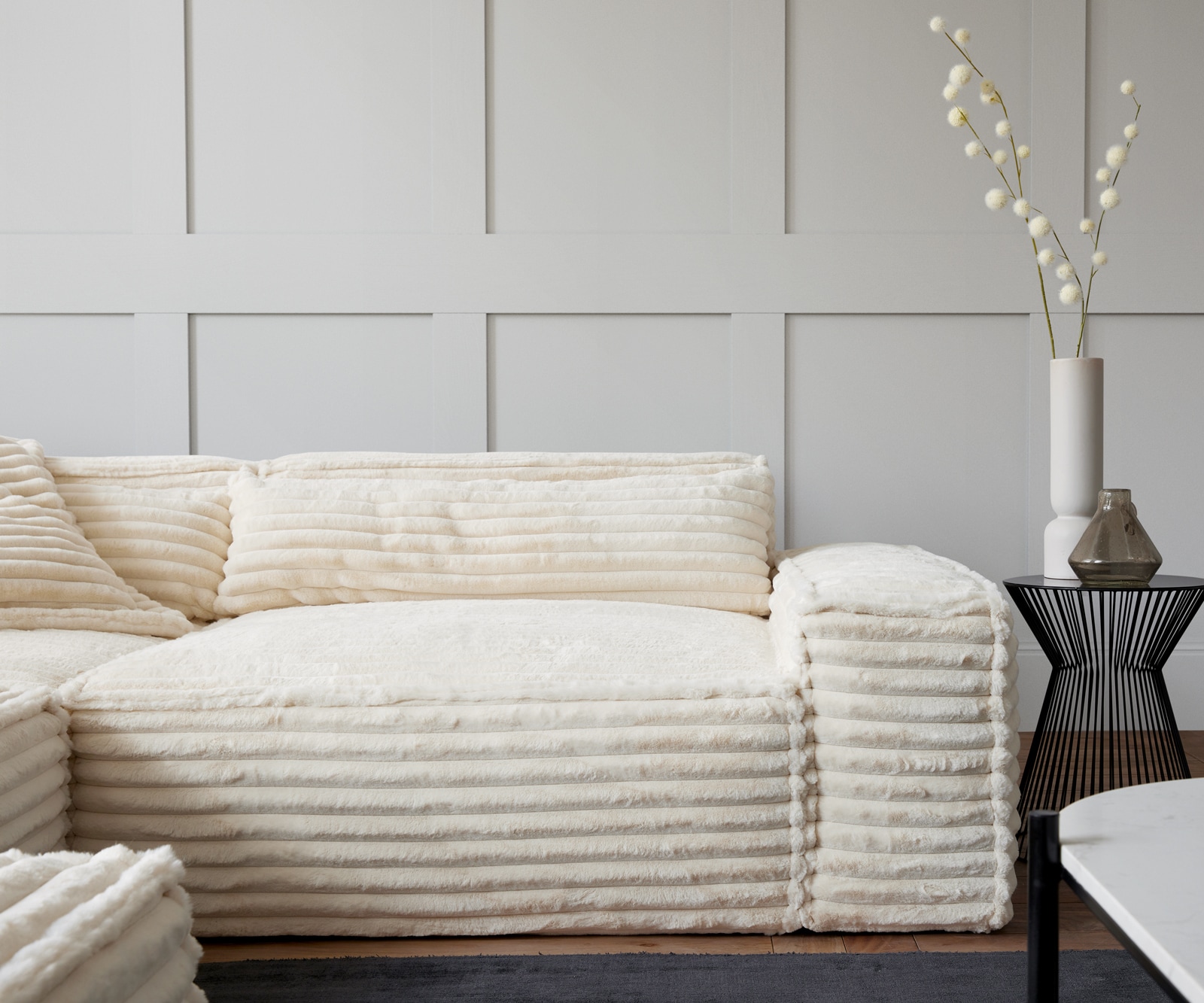 Woonkamerlandschap Sirpio XL 360x260 cm Pluche koord recamiere variabele 5 Woonkamerlandschap Sirpio XL 360x260 cm Pluche koord recamiere variabele 5