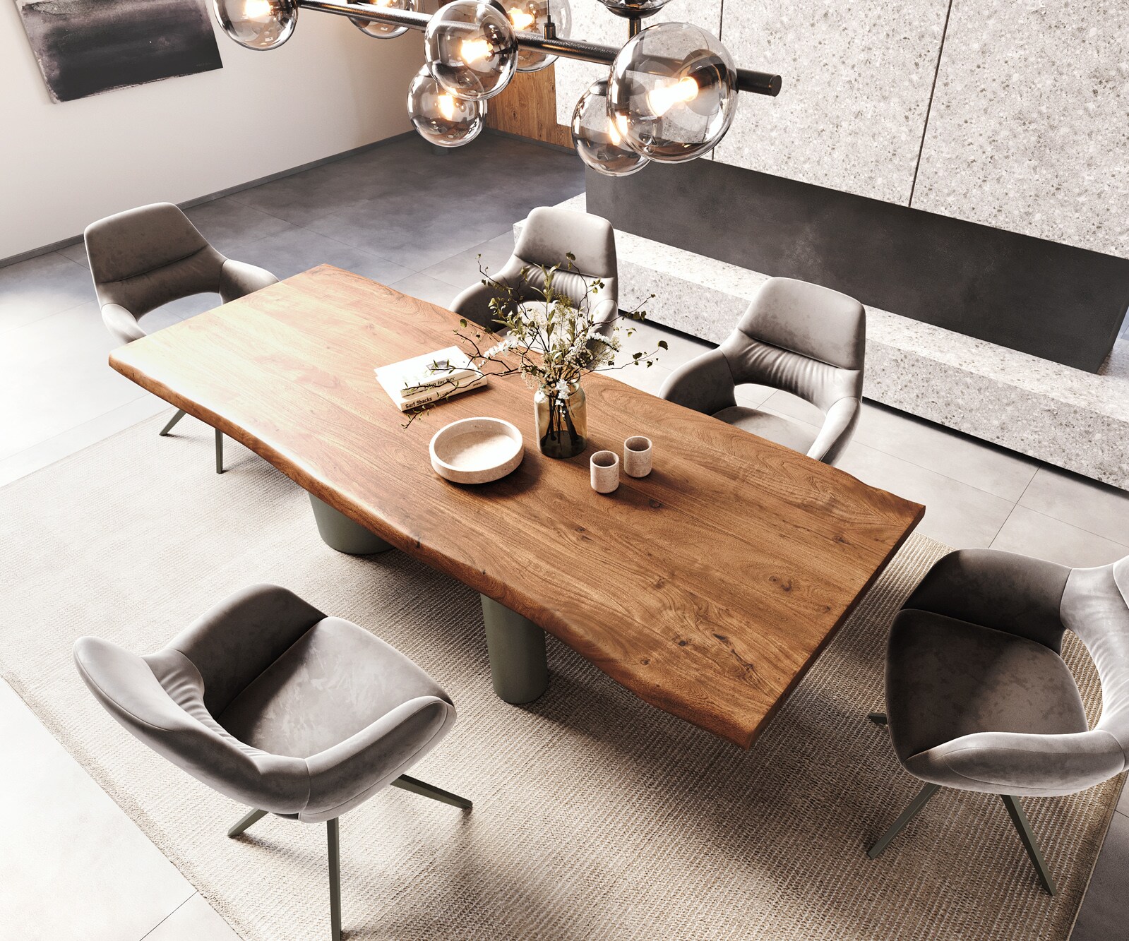Eetkamertafel Edge 260x100 XL acacia bruin Troa metaal effectafwerking titaan Live-Edge 3