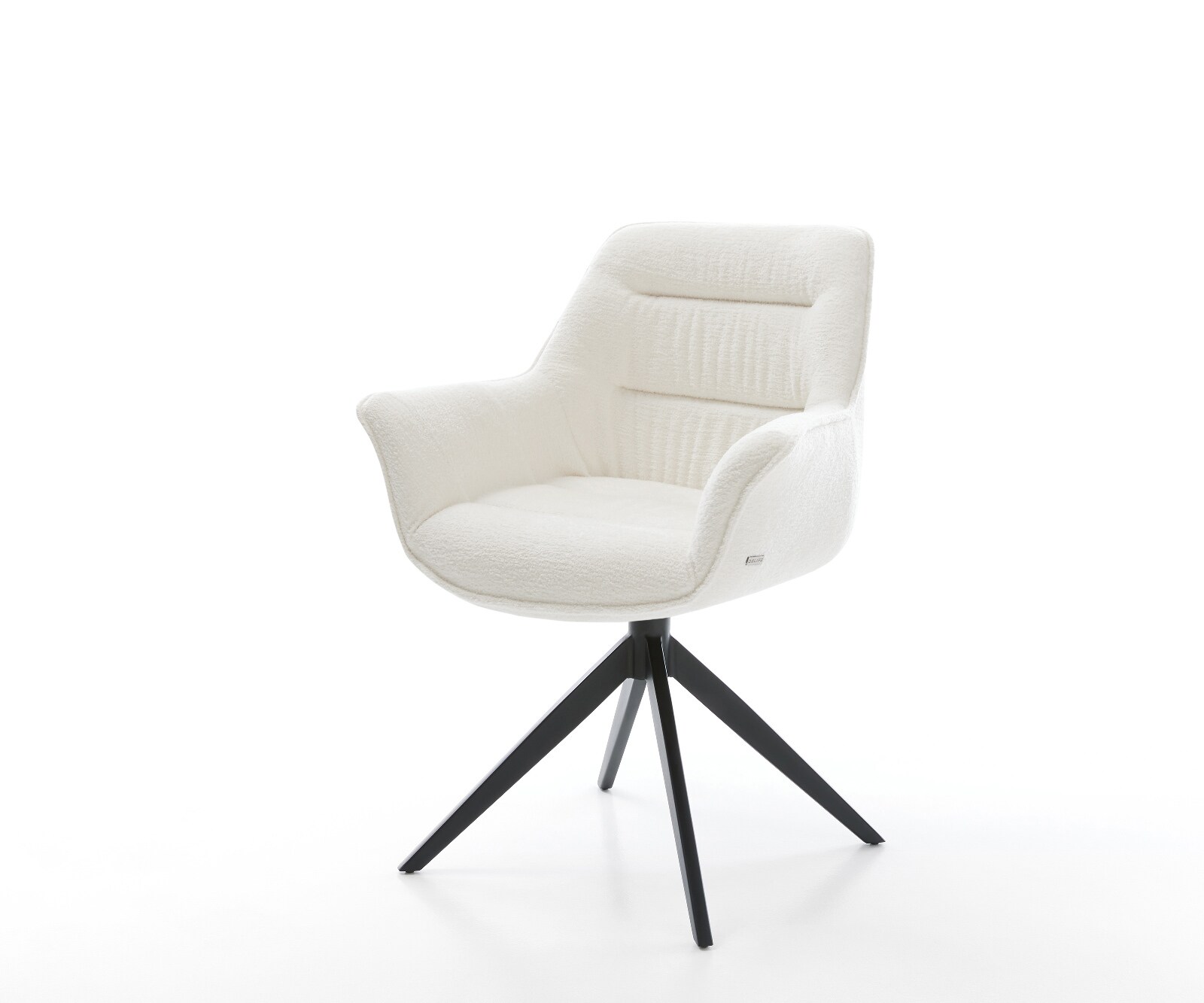 Draaistoel Kaira-Flex bouclé zacht beige kruisframe breed zwart 360° draaibaar rocker-functie 1