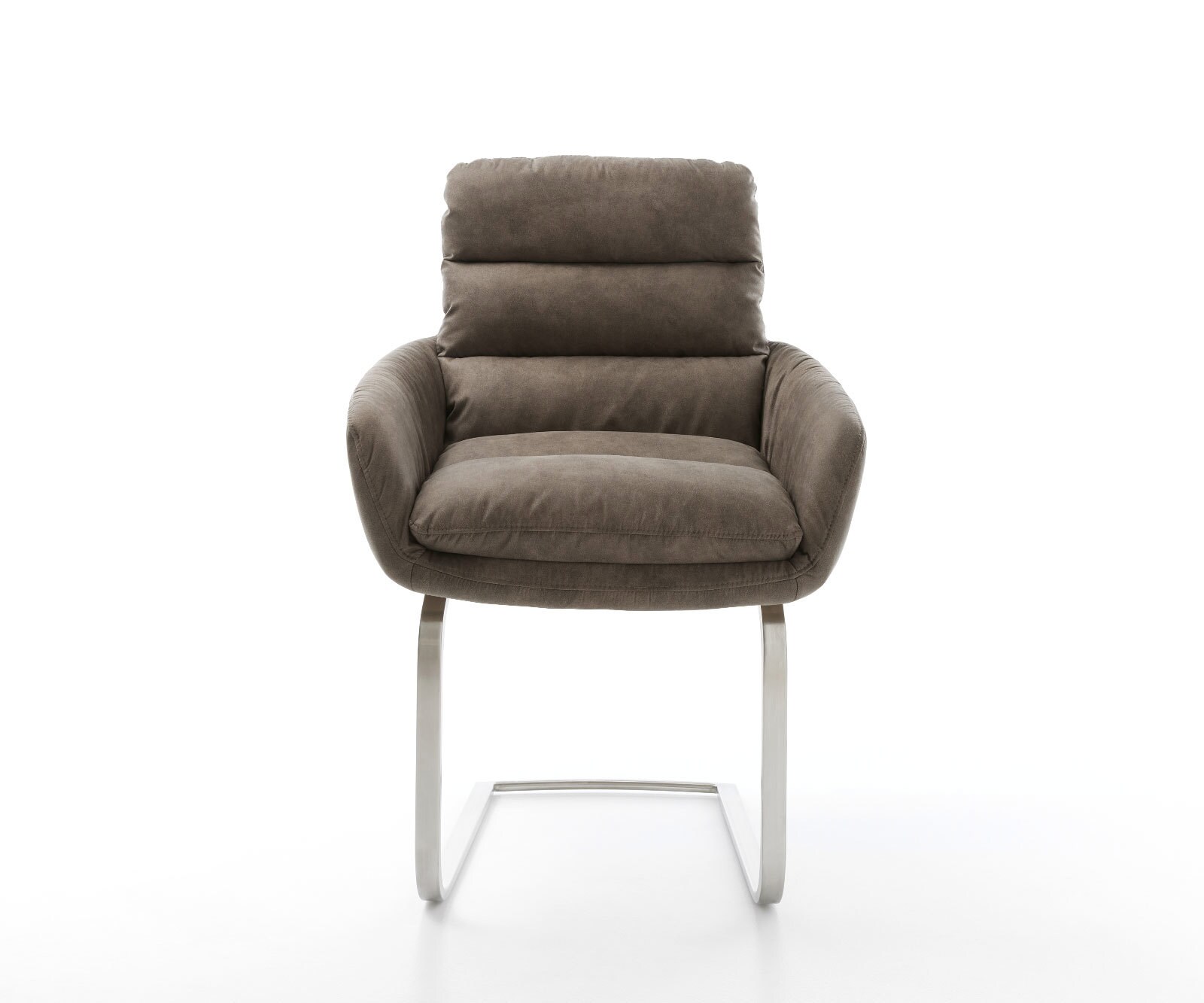 Sledemodel Abelia-Flex met armleuning microvelours taupe vintage sledemodel vlak roestvrij staal 1 Sledemodel Abelia-Flex met armleuning microvelours taupe vintage sledemodel vlak roestvrij staal 1