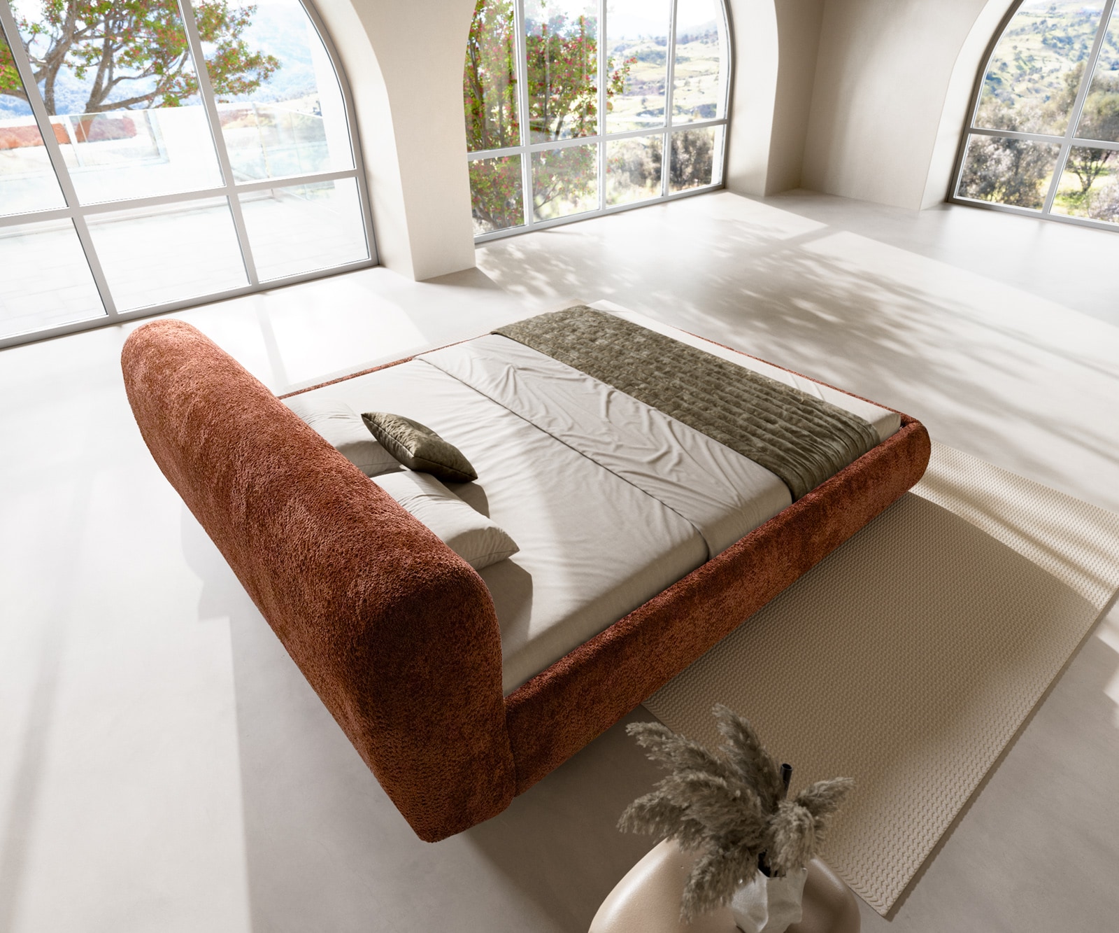 Shona gestoffeerd bedframe 180x200 cm teddy stof roest 5 Shona gestoffeerd bedframe 180x200 cm teddy stof roest 5