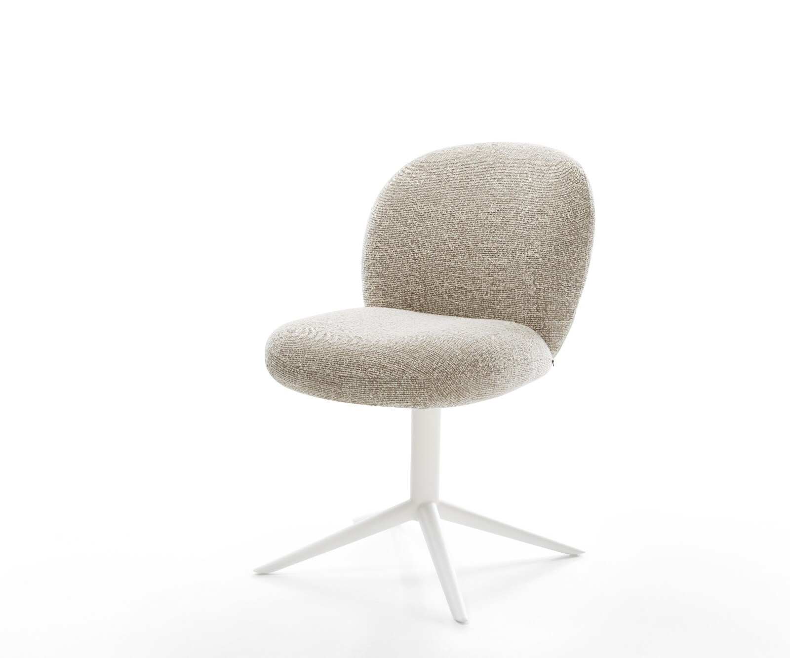 Draaistoel Nube-Flex geweven stof beige kruispoot wit 360° draaibaar rocker-functie pocketveer kern 1