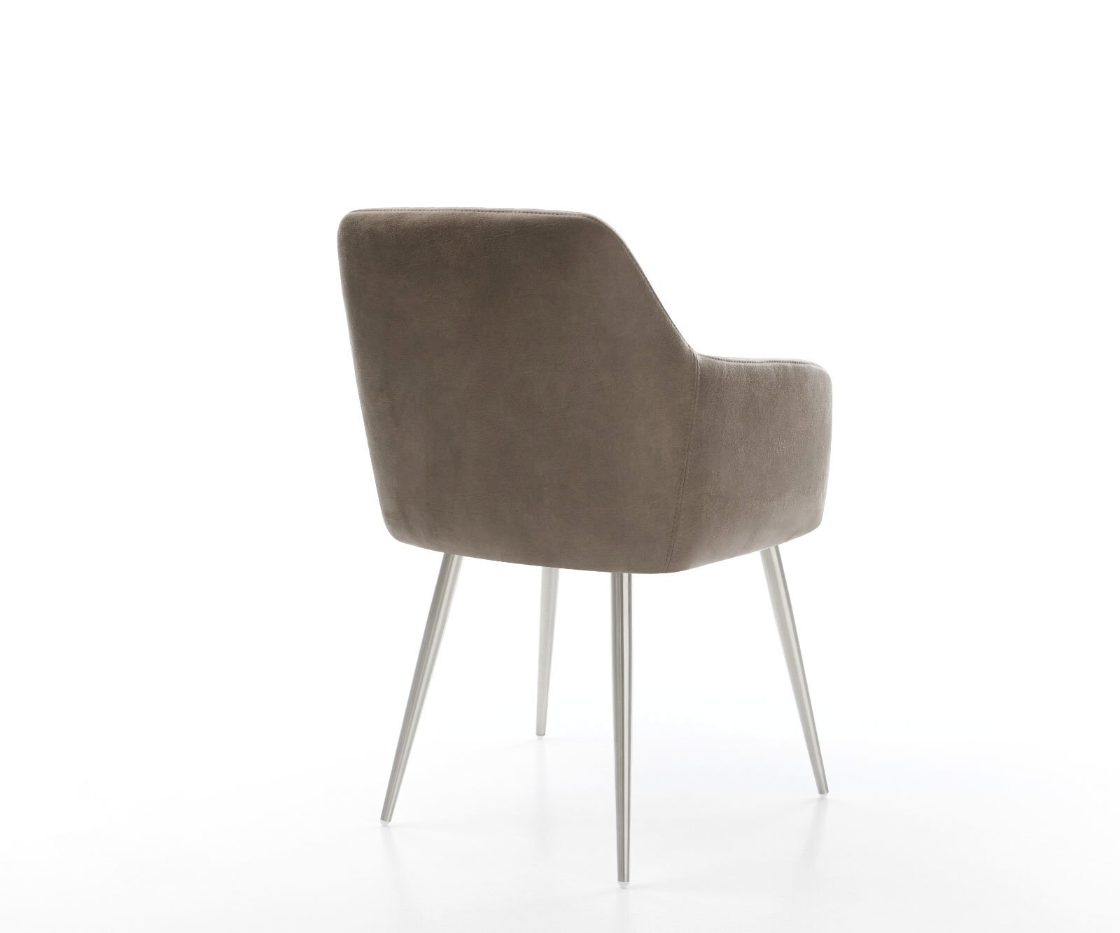 Eetkamerstoel Greg-Flex microvelours taupe vintage 4-poot conisch roestvrij staal pocketveer kern 4 Eetkamerstoel Greg-Flex microvelours taupe vintage 4-poot conisch roestvrij staal pocketveer kern 4