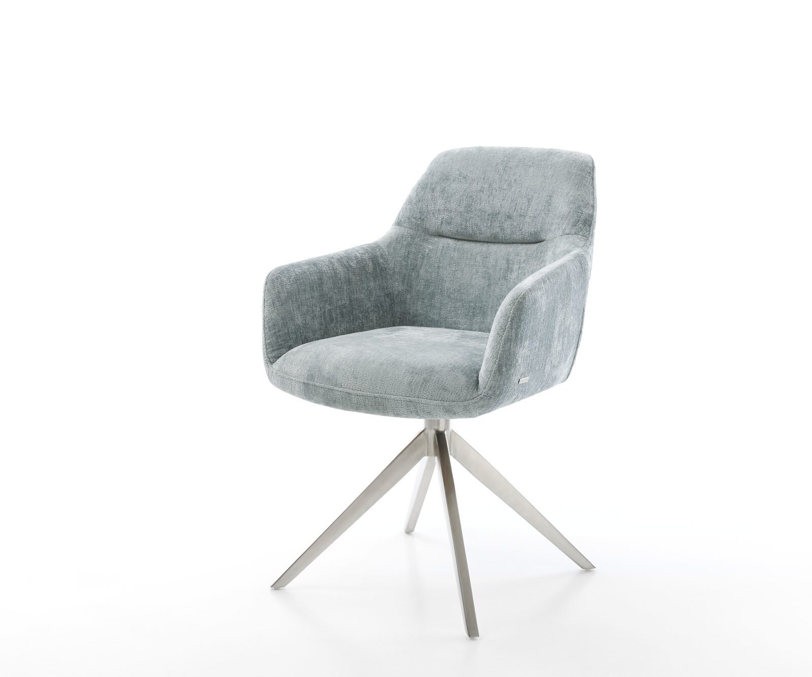 Draaistoel Pejo-Flex chenille pastelblauw kruisframe breed roestvrij staal 360° draaibaar rocker-functie pocketveer kern