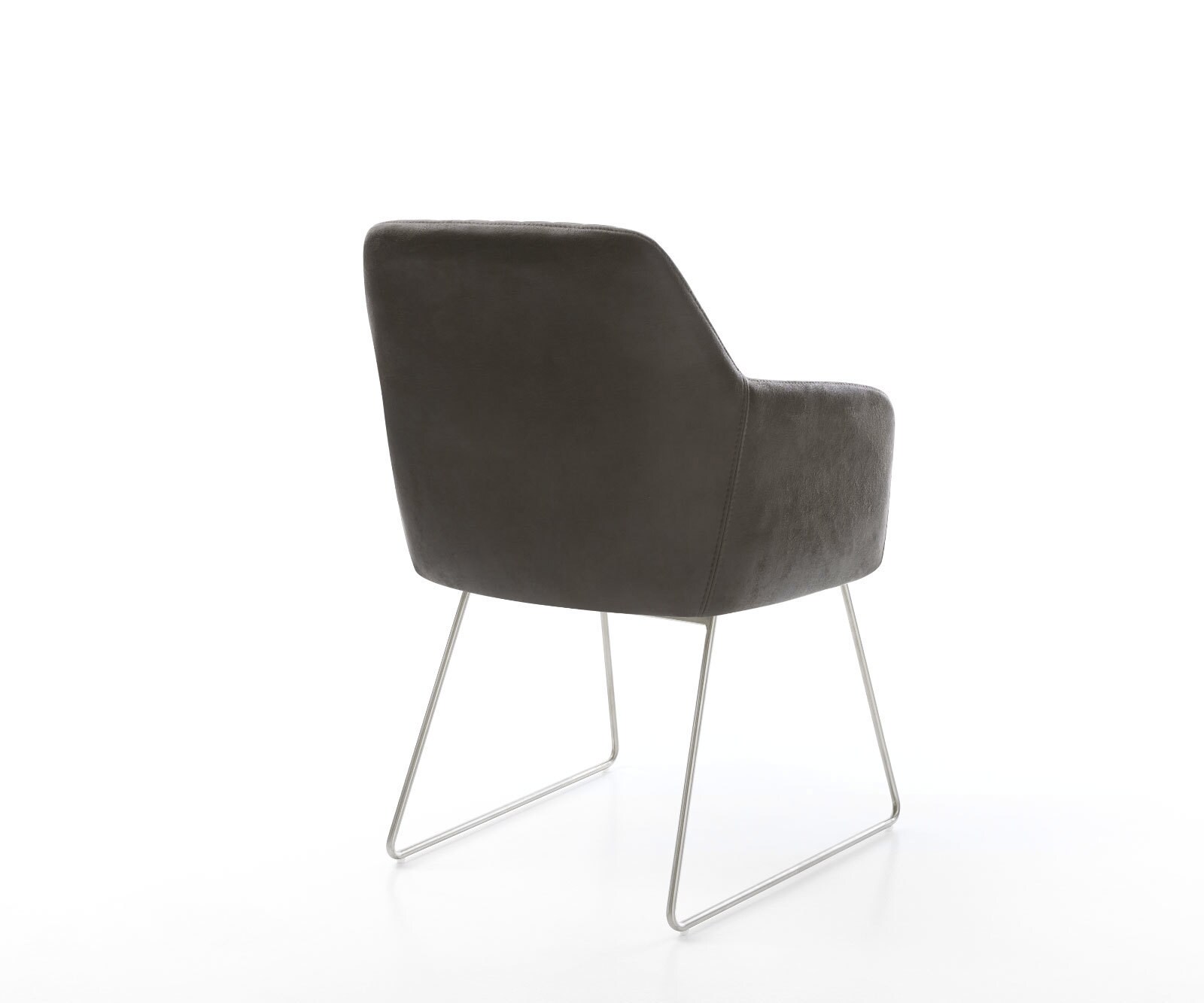 Eetkamerstoel Greg-Flex microvelours antraciet vintage slipframe roestvrij staal pocketveer kern 4