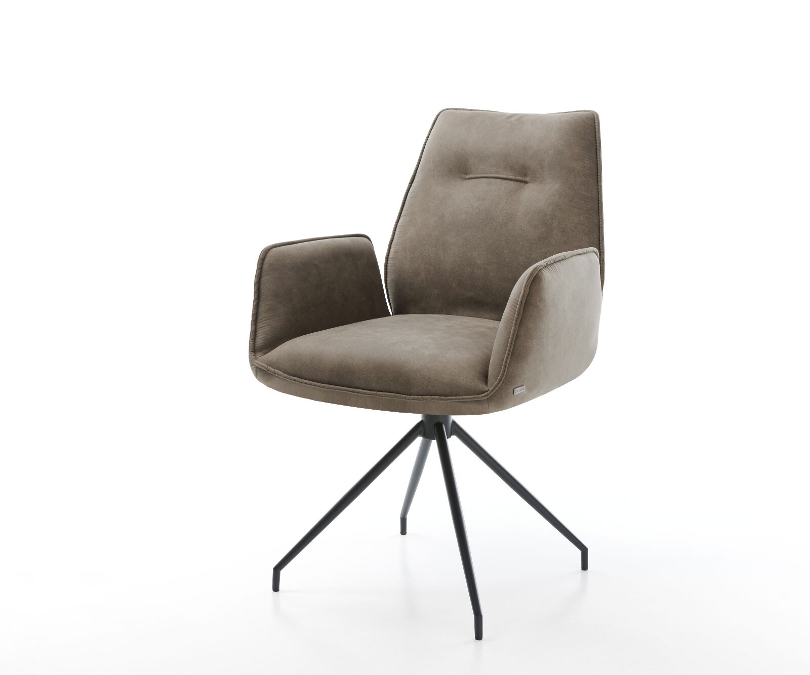 Eetkamerstoel Zoa-Flex microvelours taupe vintage kruisframe conisch zwart pocketveer kern