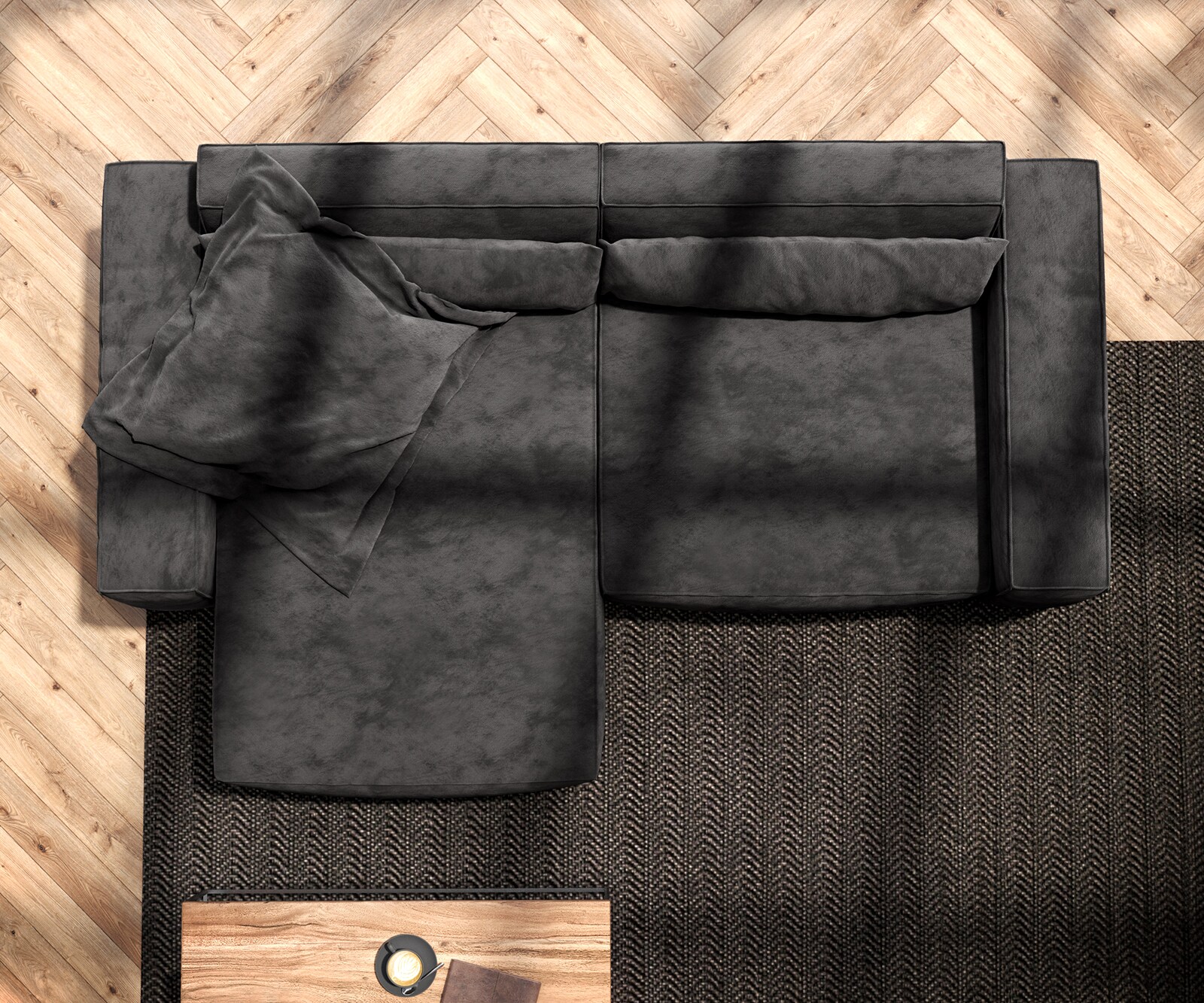 Hoekbank Sirpio 230x155 cm microvezel zwart recamiere variabele 5