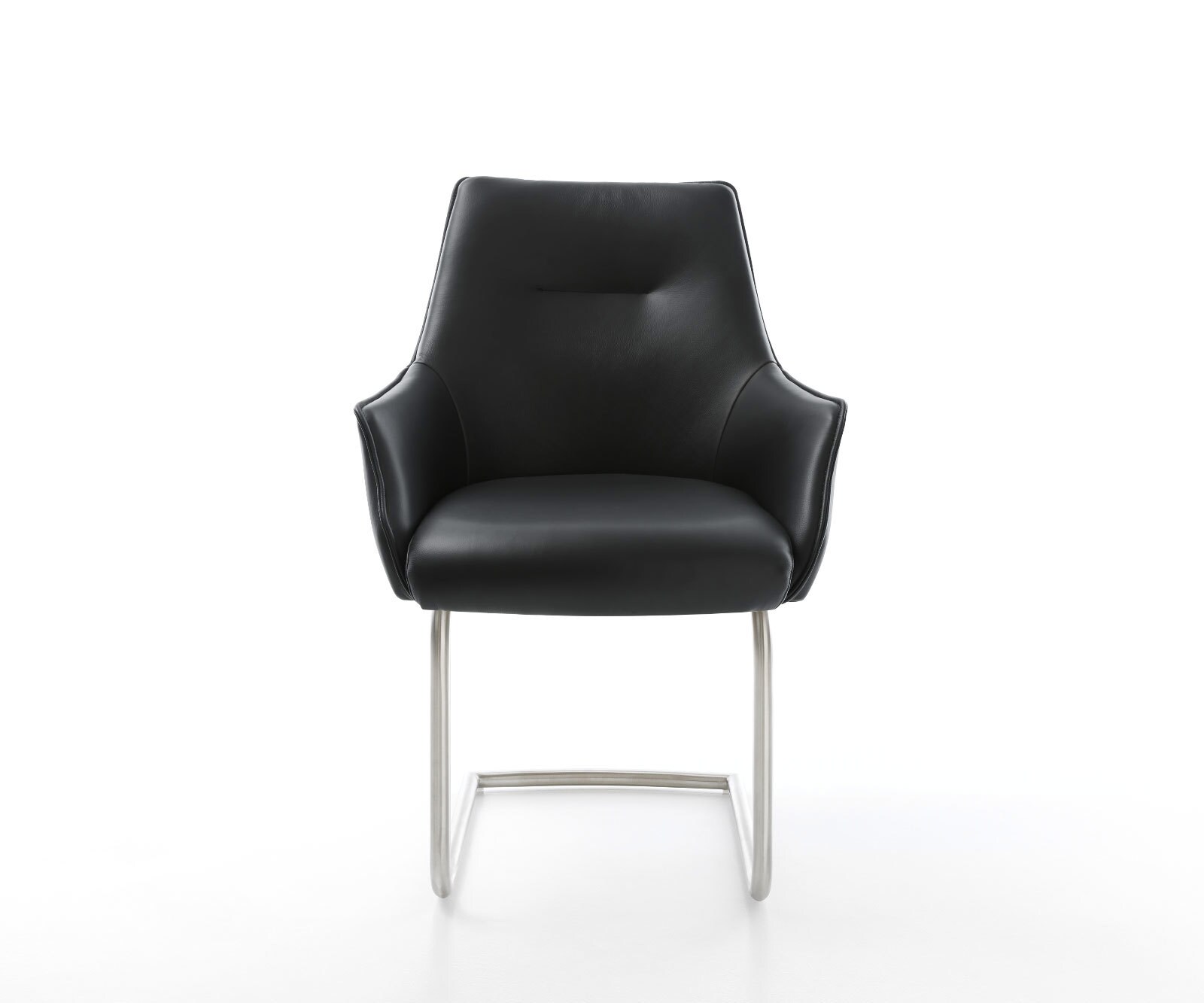 Sledemodel Alja-Flex met armleuning echt leer zwart sledemodel rond roestvrij staal pocketveer kern 1 Sledemodel Alja-Flex met armleuning echt leer zwart sledemodel rond roestvrij staal pocketveer kern 1