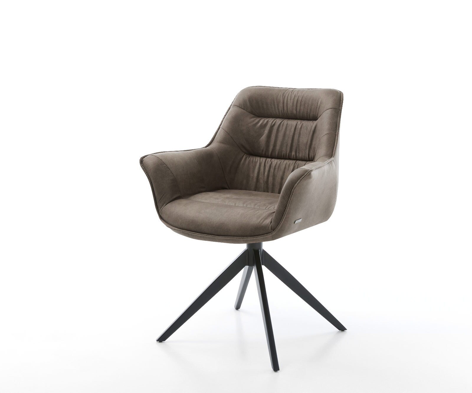 Eetkamerstoel Kaira-Flex microvelours taupe vintage kruisframe breed zwart