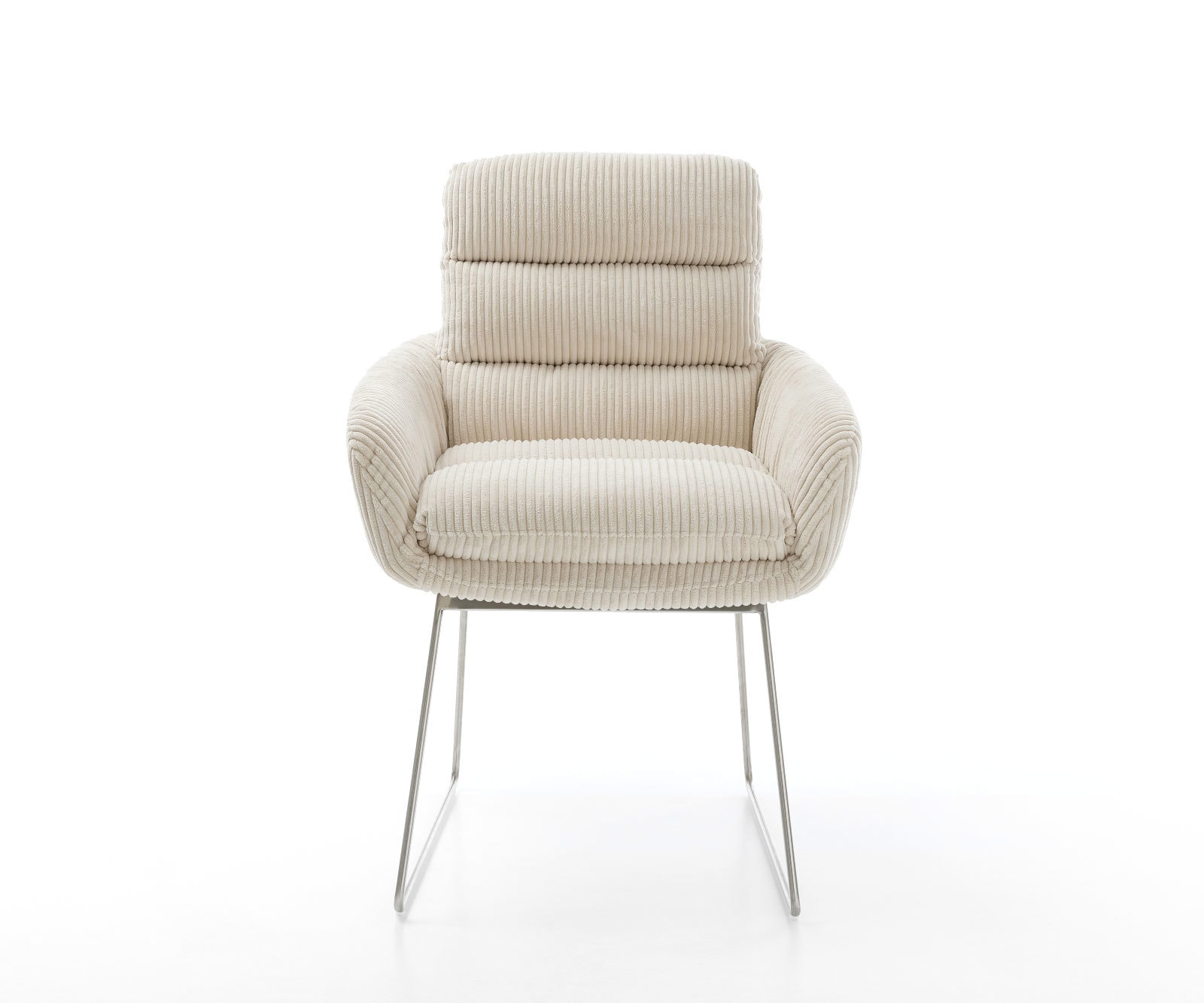 Eetkamerstoel Abelia-Flex met armleuning koord beige slipframe roestvrij staal 2