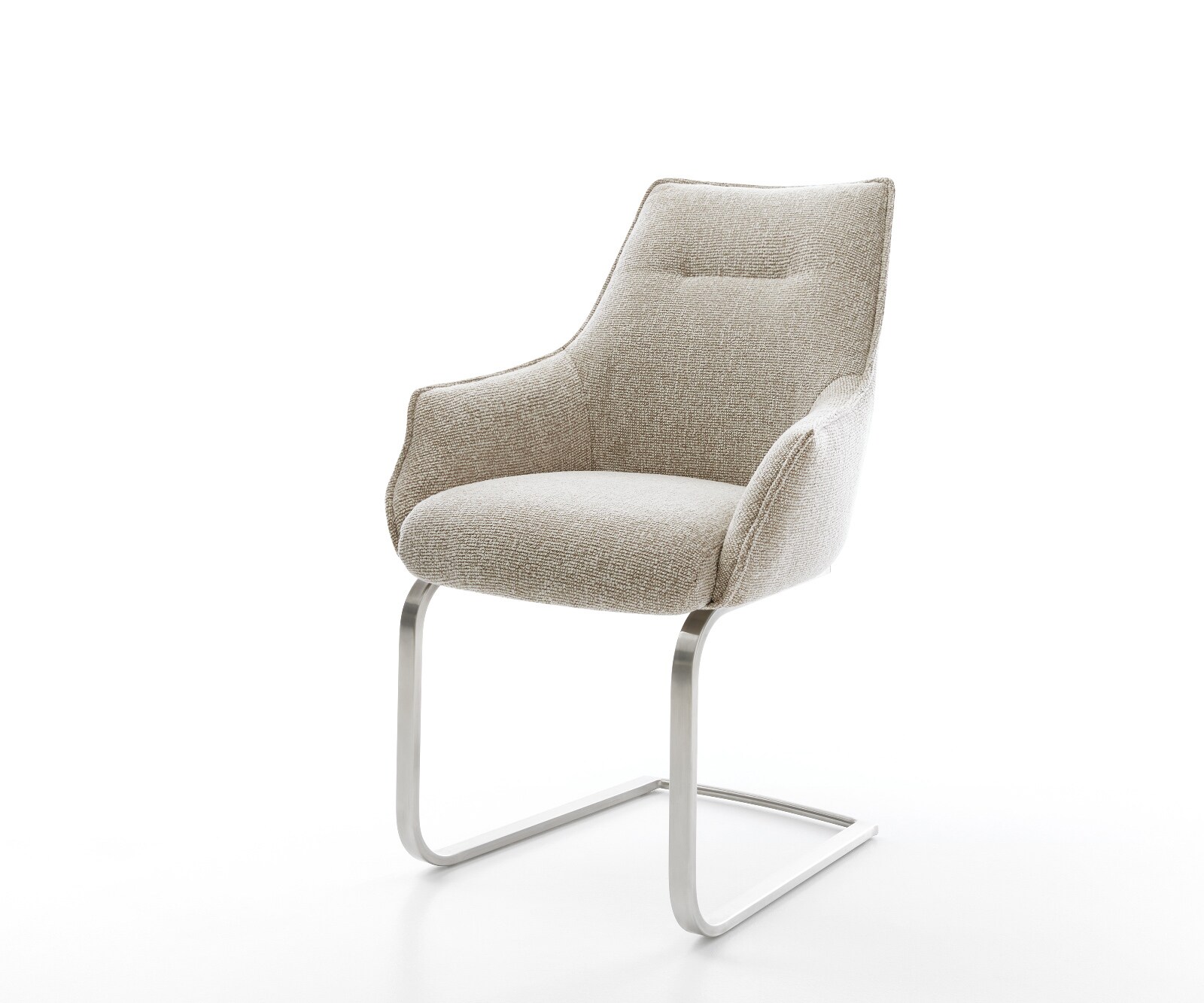 Sledemodel Alja-Flex met armleuning geweven stof beige sledemodel vlak roestvrij staal pocketveer kern 1