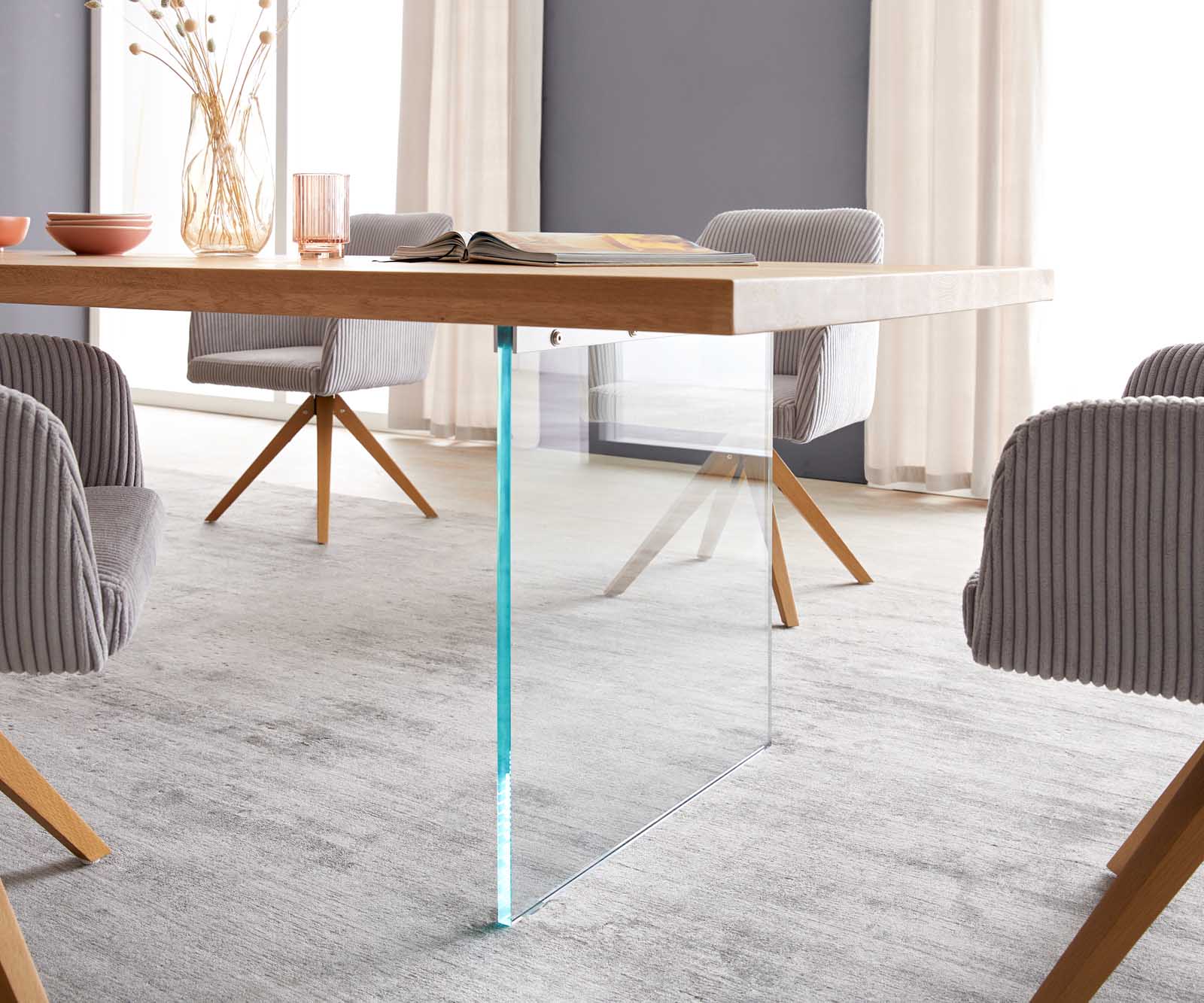 Eettafel Edge 300x100 eiken natuur Glas 5