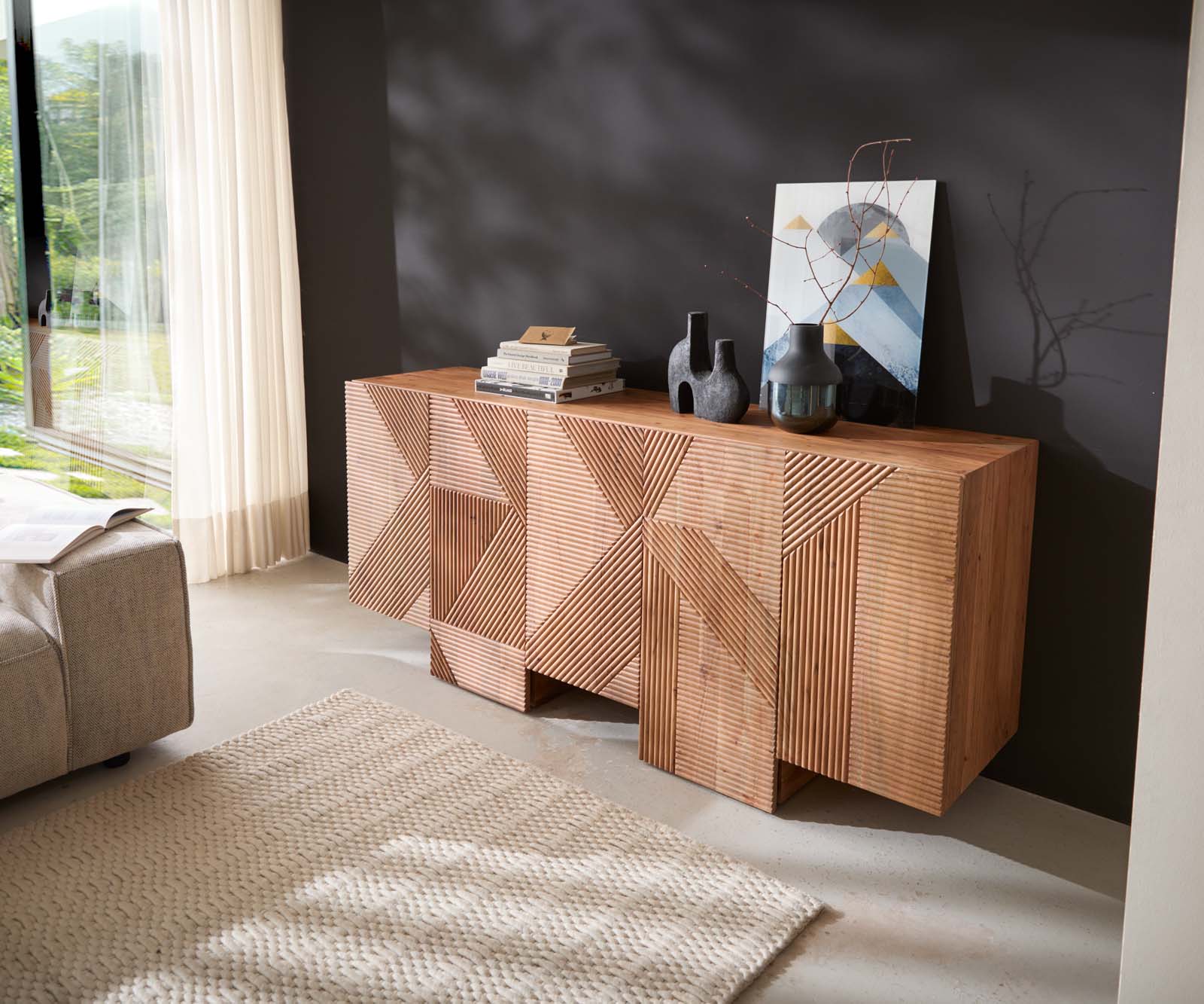 Dressoir Naxxar 180 cm Acacia Natuur 5 deuren 3