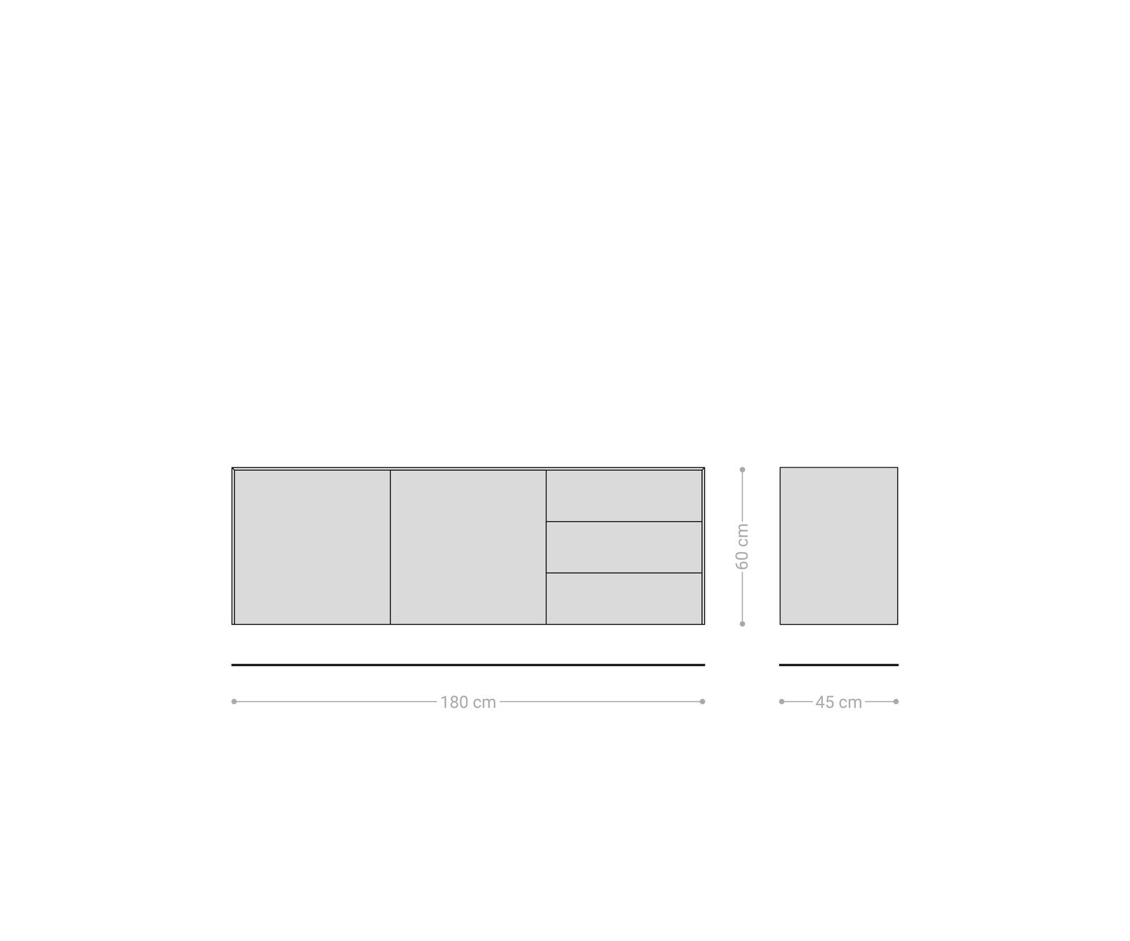 Dressoir Cuor 180 cm Keramiek Laminam® Travertino Bianco Crème-wit 2 Deuren 3 Laden Zwevend 6