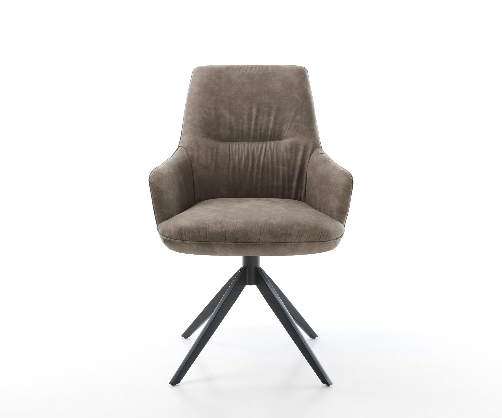 Draaistoel Zelia-Flex met armleuning microvelours taupe vintage kruisframe breed zwart 360° draaibaar rocker-functie pocketveer kern 1