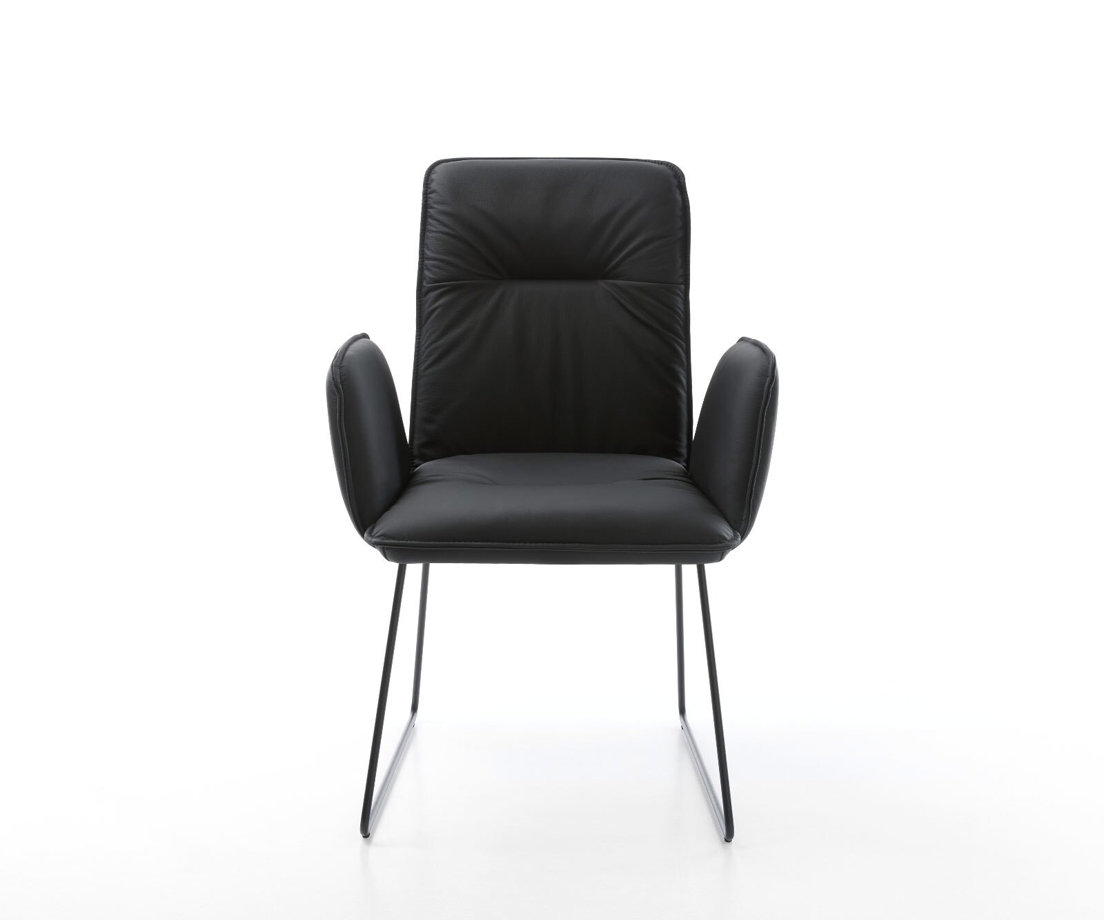 Eetkamerstoel Vinja-Flex echt leer zwart slipframe zwart 1 Eetkamerstoel Vinja-Flex echt leer zwart slipframe zwart 1