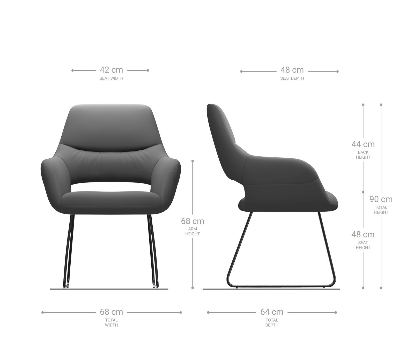Eetkamerstoel Yago-Flex met armleuning echt leer zwart slipframe roestvrij staal pocketveer kern 5 Eetkamerstoel Yago-Flex met armleuning echt leer zwart slipframe roestvrij staal pocketveer kern 5