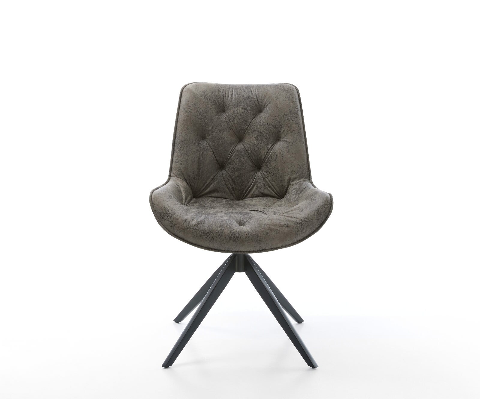 Draaistoel Taimi-Flex microvelours grijs antiek kruisframe breed zwart 360° draaibaar rocker-functie 1