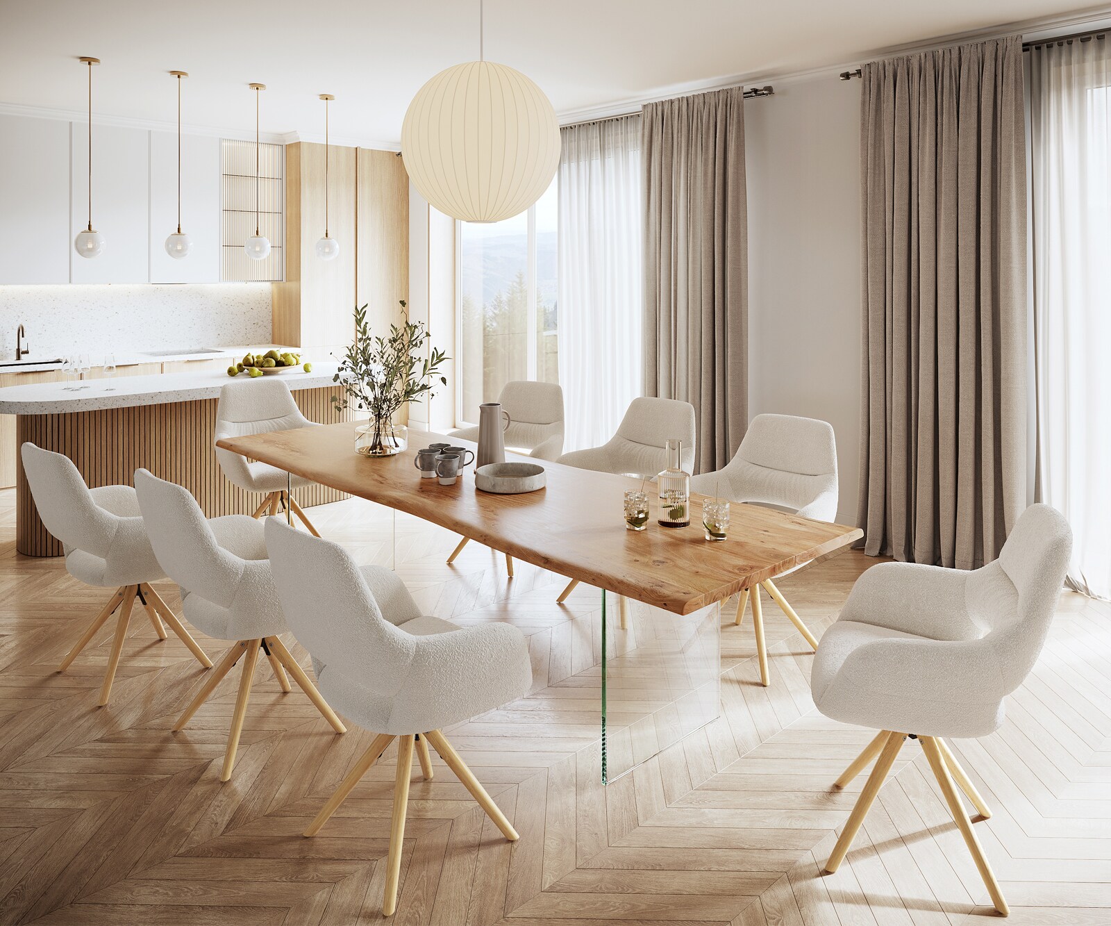 Eettafel Edge 300x100 acacia natuur glas Live-Edge 5