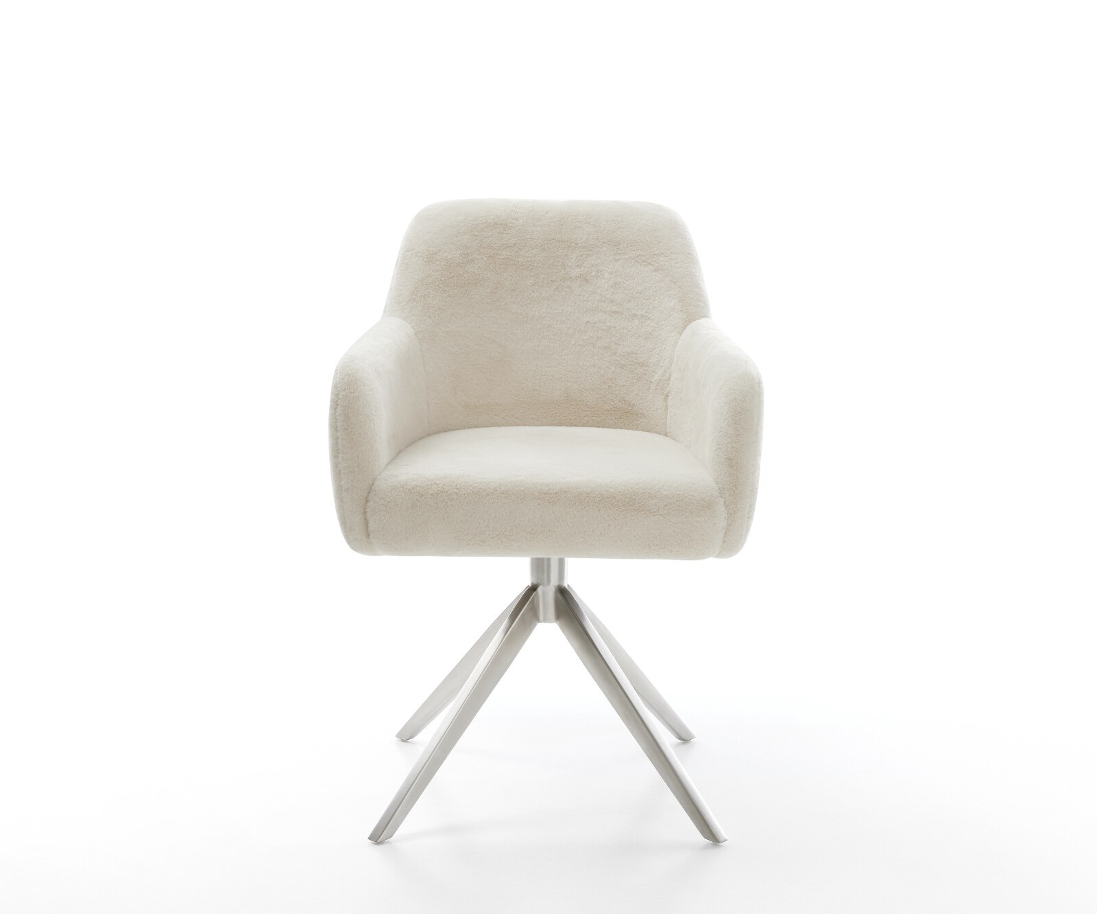 Draaistoel Greg-Flex pluchen crème-wit kruisframe breed roestvrij staal 360° draaibaar rocker-functie pocketveer kern 2