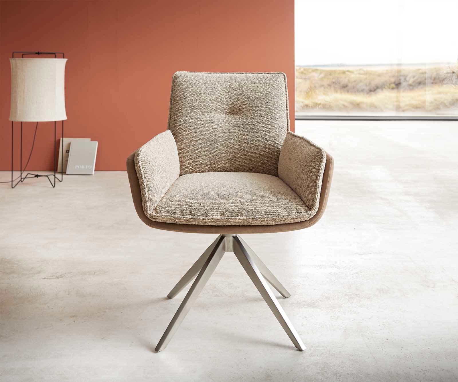 Draaistoel Nela-Flex materiaalmix mud kruisframe breed roestvrij staal 360° draaibaar 1 Draaistoel Nela-Flex materiaalmix mud kruisframe breed roestvrij staal 360° draaibaar 1