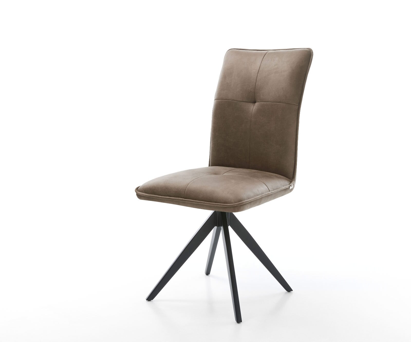 Eetkamerstoel Maddy-Flex microvelours taupe vintage kruisframe hoekig zwart