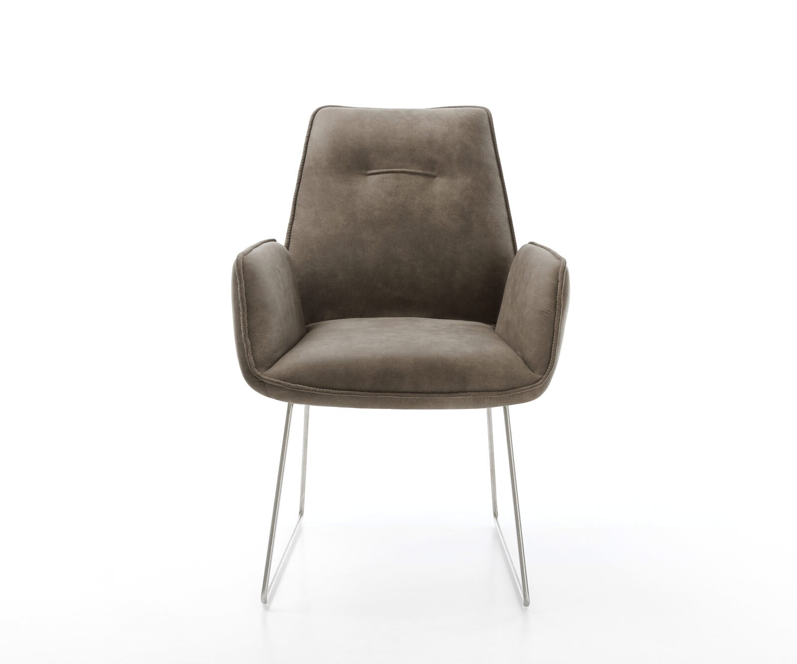Eetkamerstoel Zoa-Flex microvelours taupe vintage slipframe roestvrij staal pocketveer kern 1