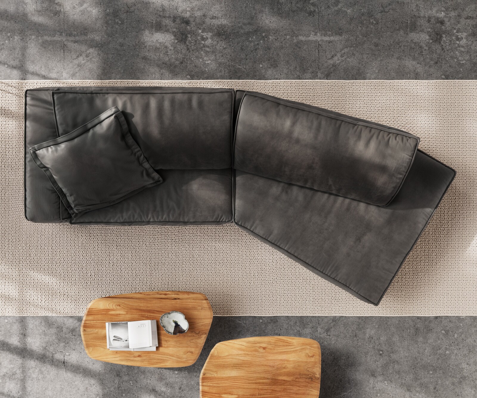 Big-sofa Snoosh 400x150 cm Microvezel zwart Vintage Recamiere rechts 8