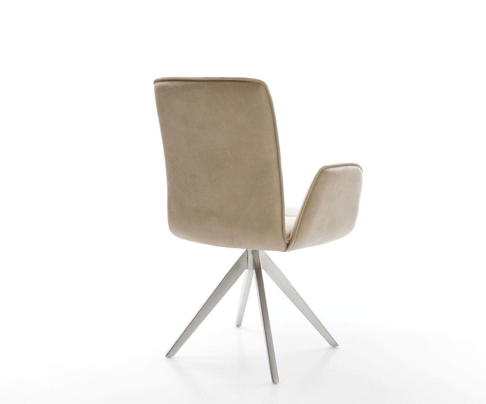 Eetkamerstoel Vinja-Flex microvelours beige vintage kruisframe hoekig roestvrij staal 5