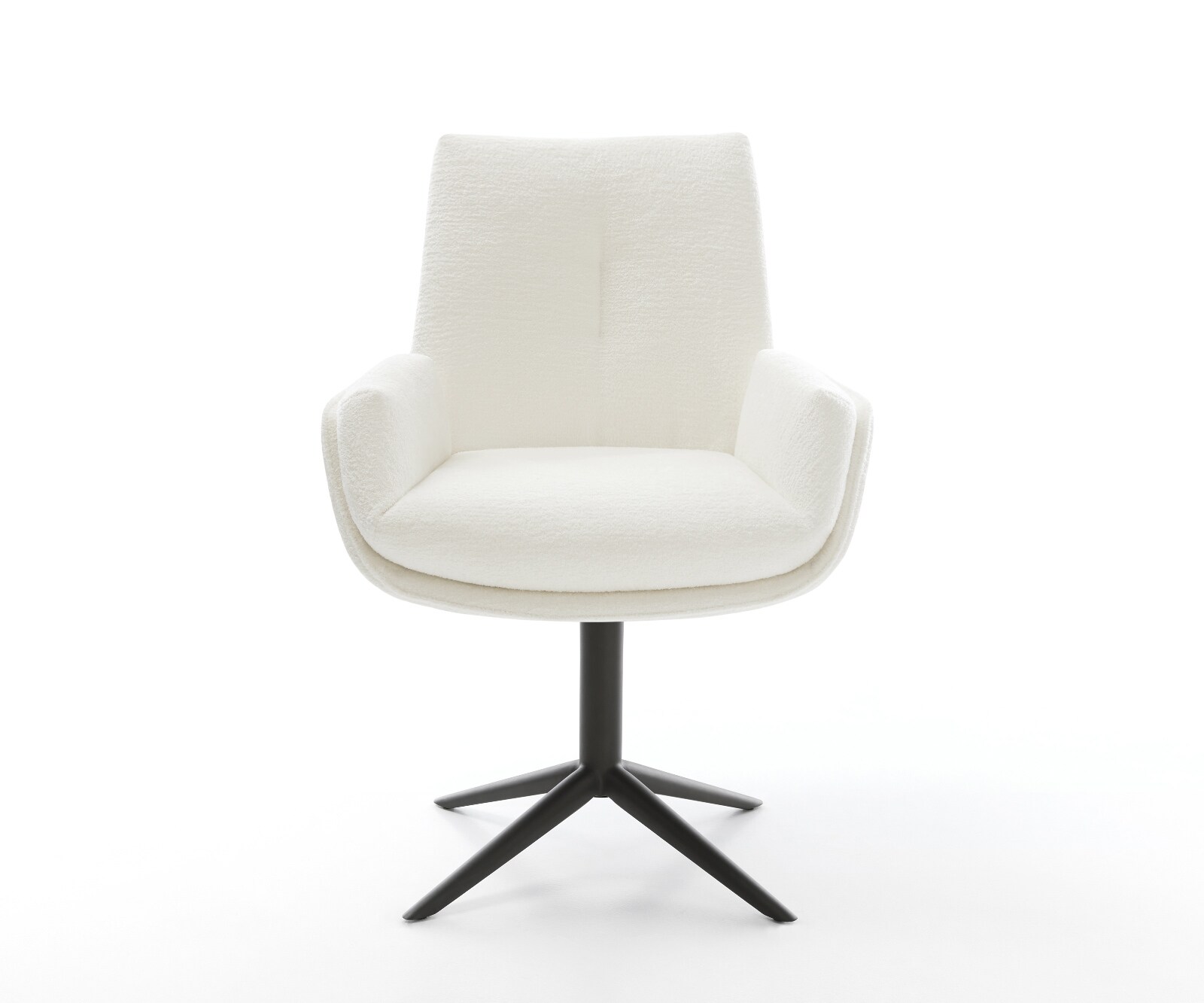 Draaistoel Clea-Flex bouclé zacht beige kruispoot zwart 360° draaibaar rocker-functie pocketveer kern 2