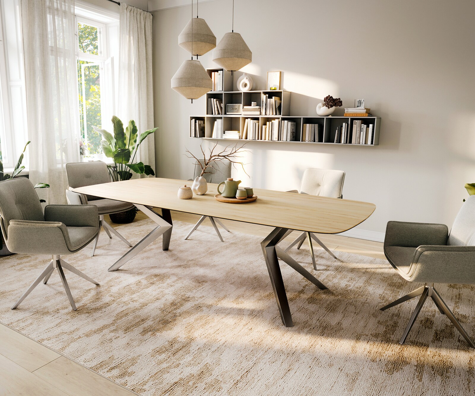 Eettafel Edge Boot 260x120 cm Keramiek Laminam® Sabbia Eichefarbig Zenthara hoekig Roestvrij staal 7